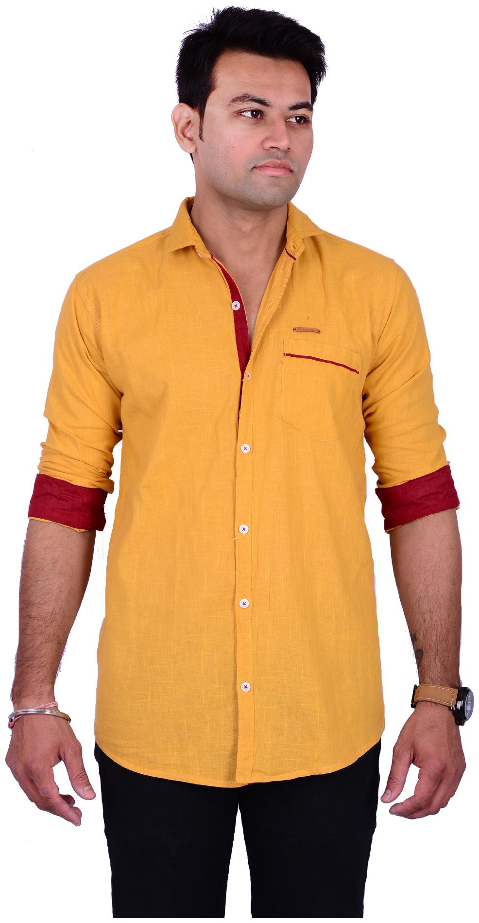 

La Milano Men Yellow Solid Slim Fit Casual Shirt