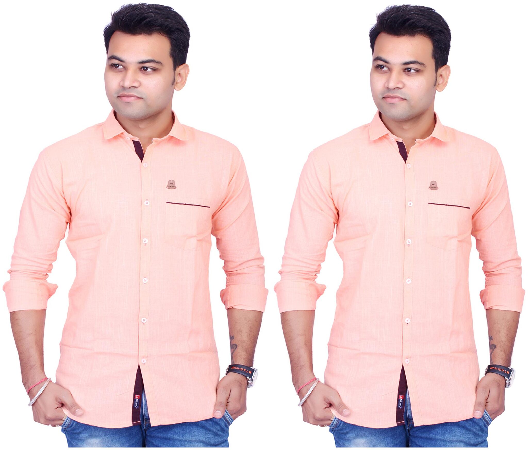 

La Milano Men Orange Solid Slim Fit Casual Shirt
