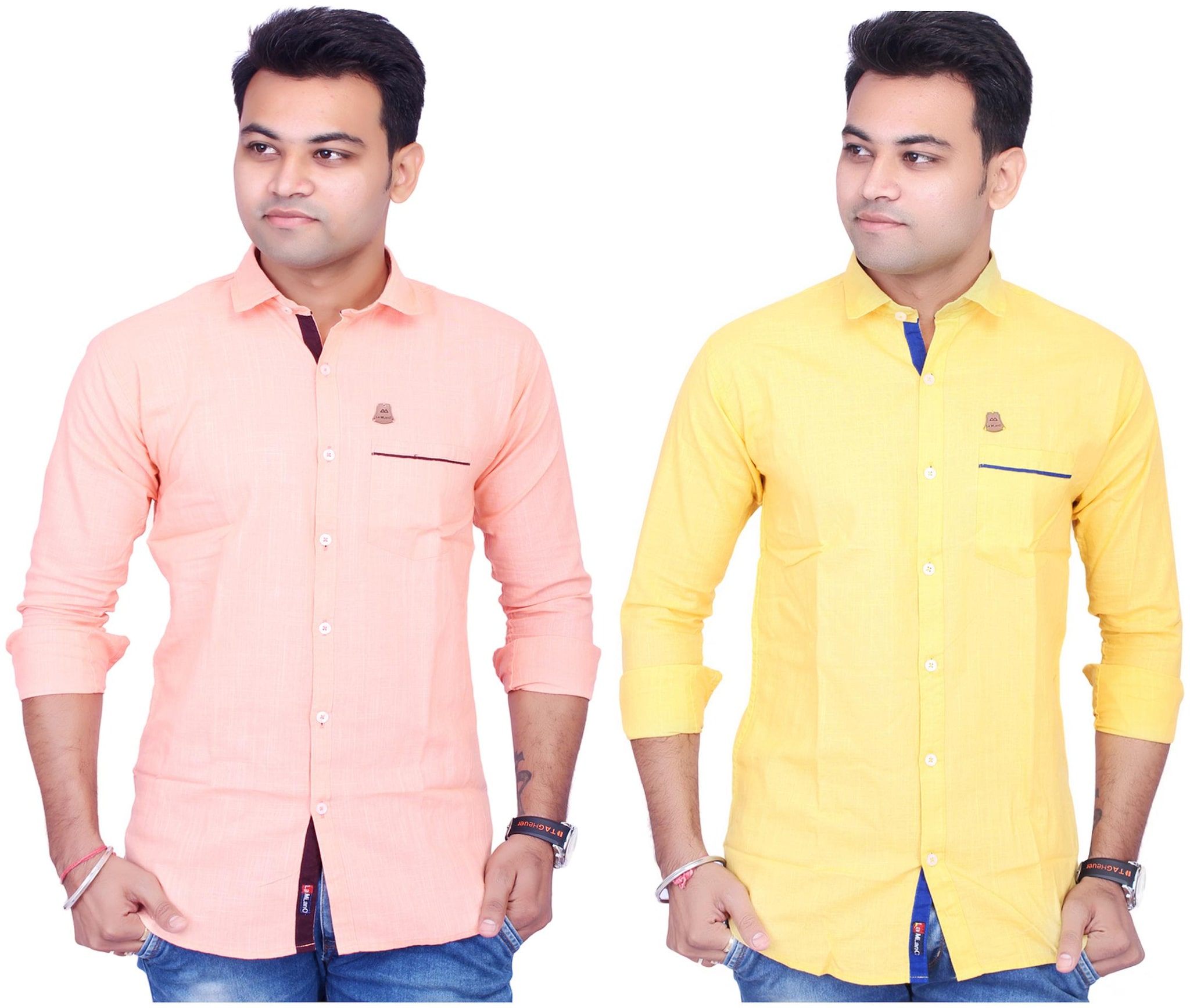 

La Milano Men Yellow Orange Solid Slim Fit Casual Shirt