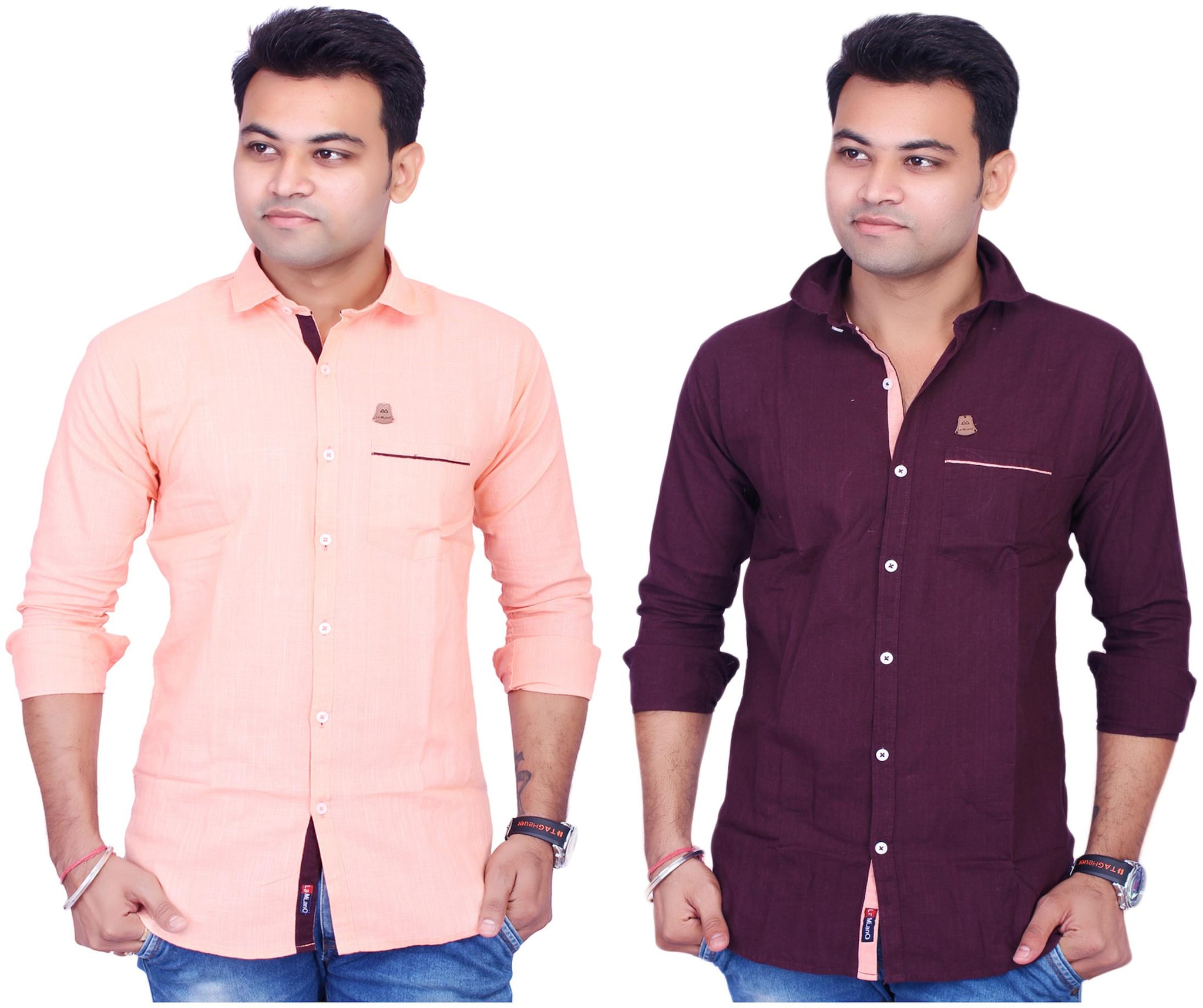 

La Milano Men Purple Orange Solid Slim Fit Casual Shirt