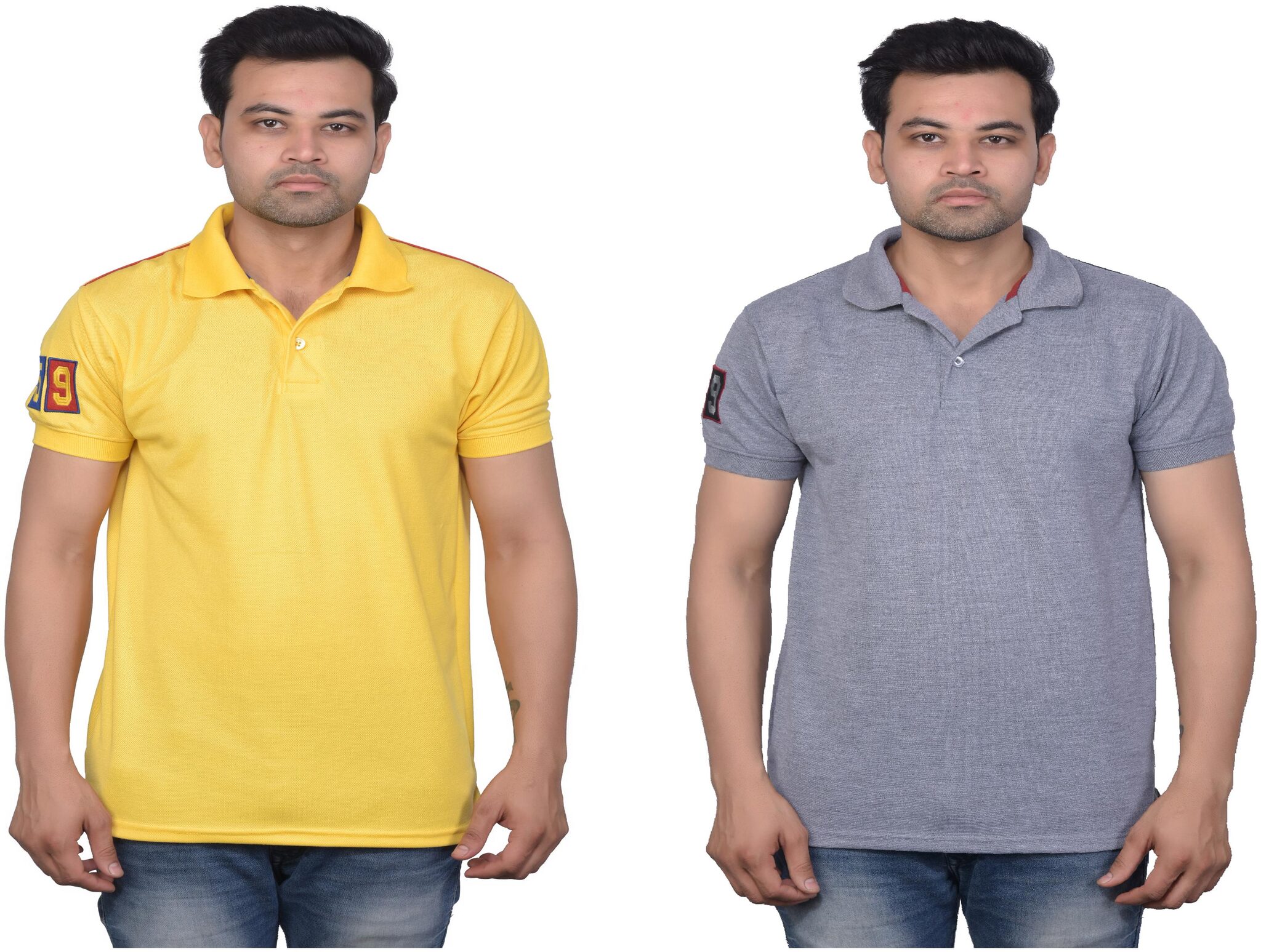 

La Milano Men Yellow Grey Slim fit Cotton Polo collar T-Shirt - Pack Of 2