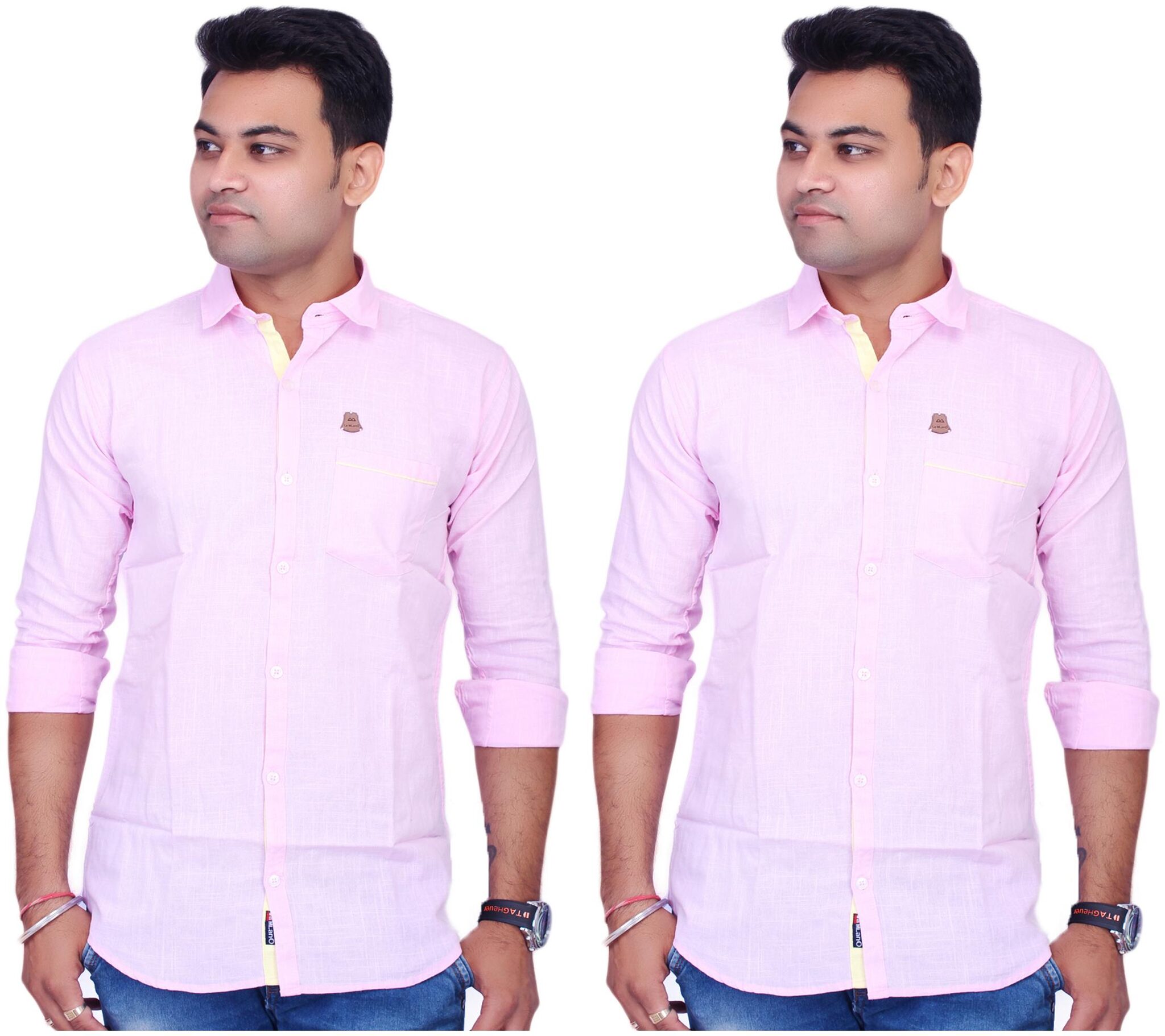 

La Milano Men Pink Solid Slim Fit Casual Shirt