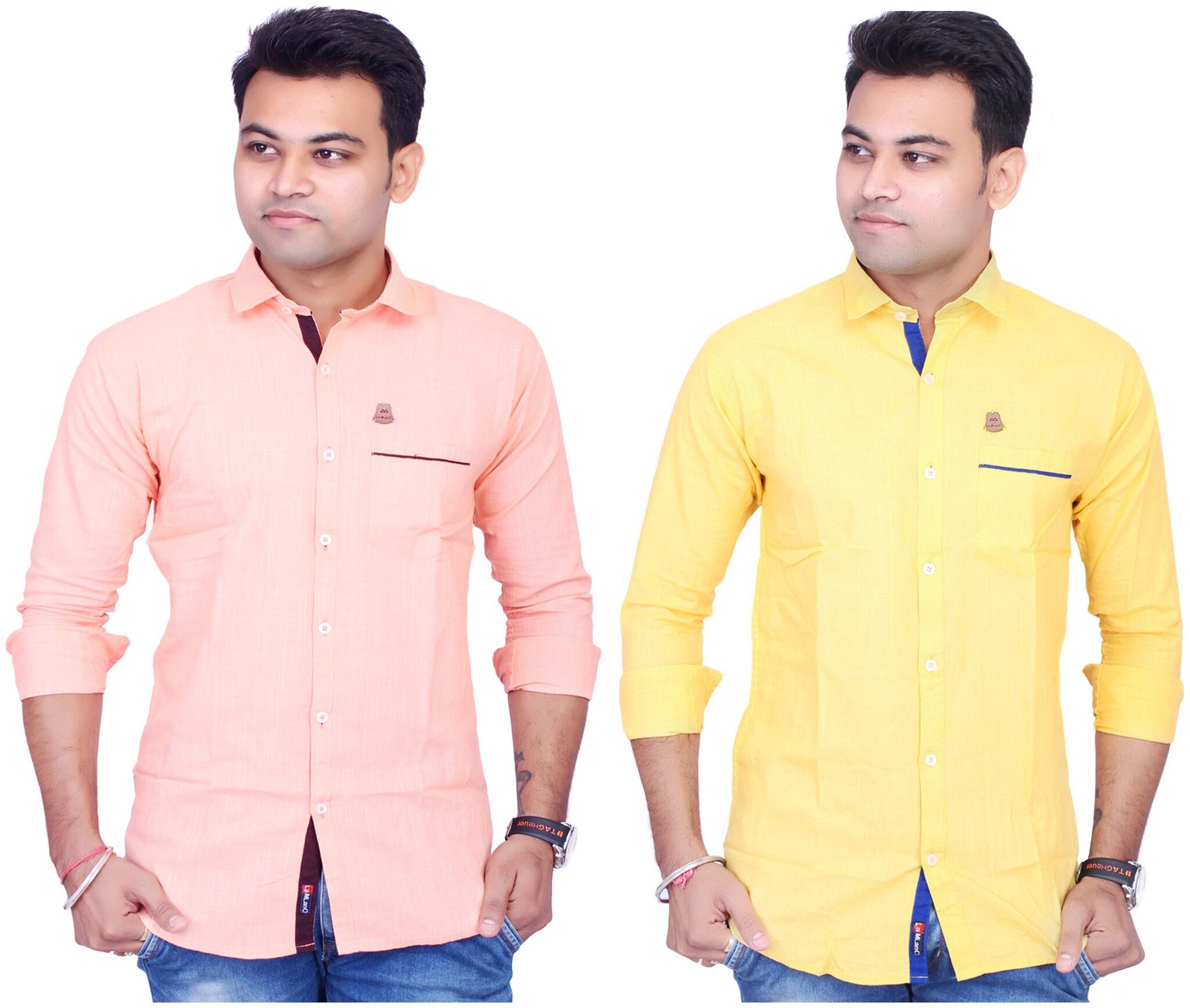 

La Milano Men Yellow Orange Solid Slim Fit Casual Shirt