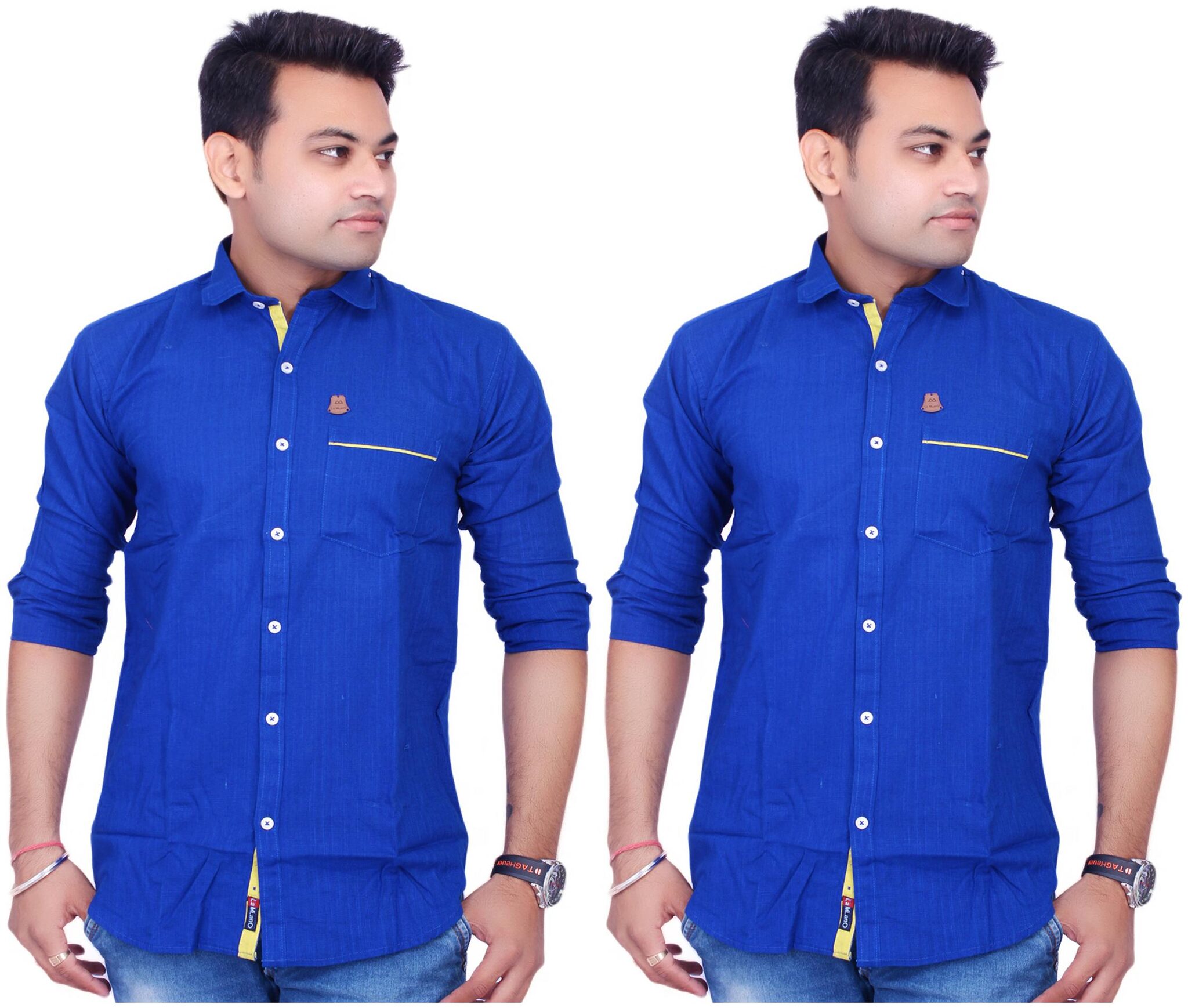 

La Milano Men Blue Solid Slim Fit Casual Shirt