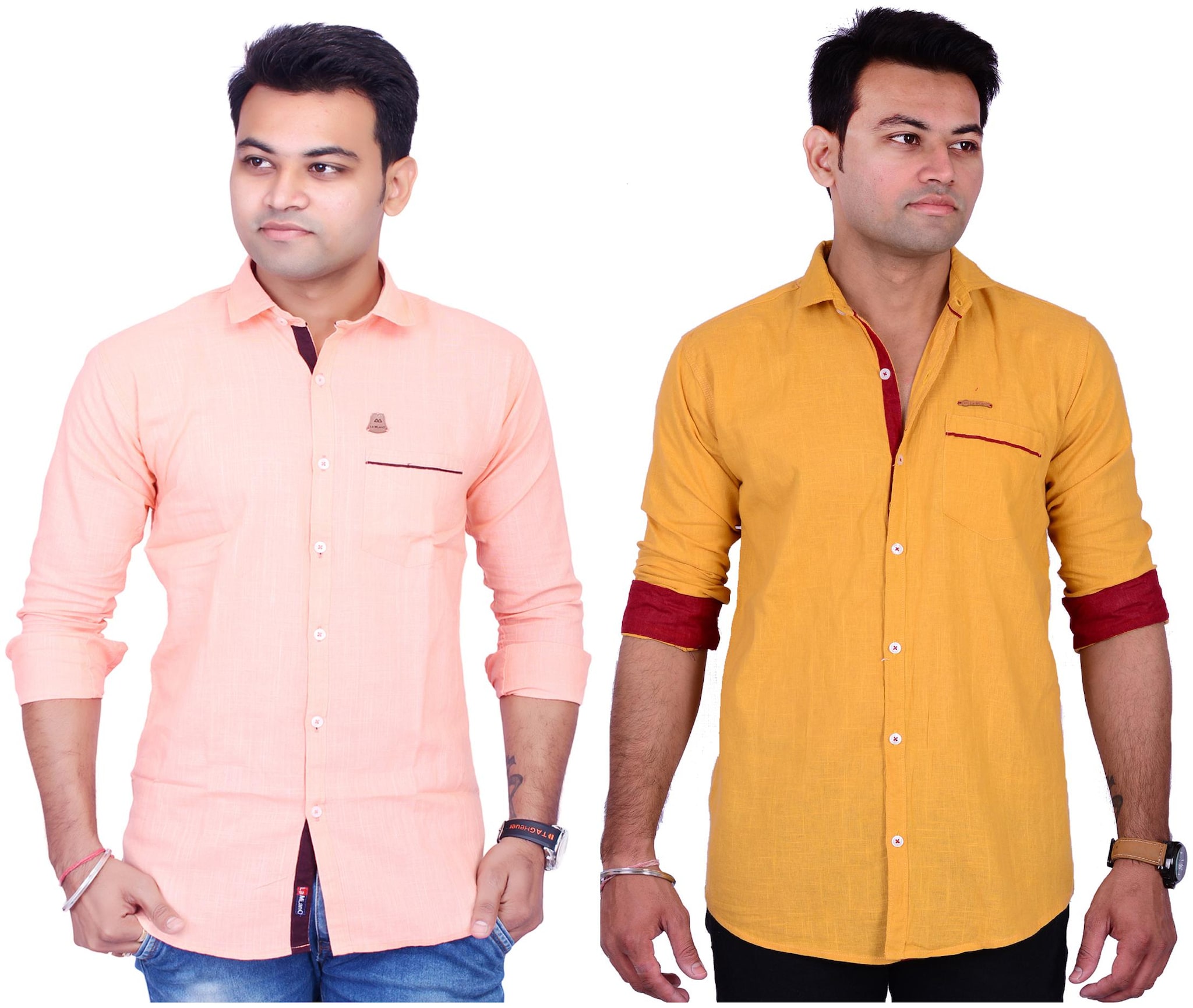 

La Milano Men Yellow Orange Solid Slim Fit Casual Shirt