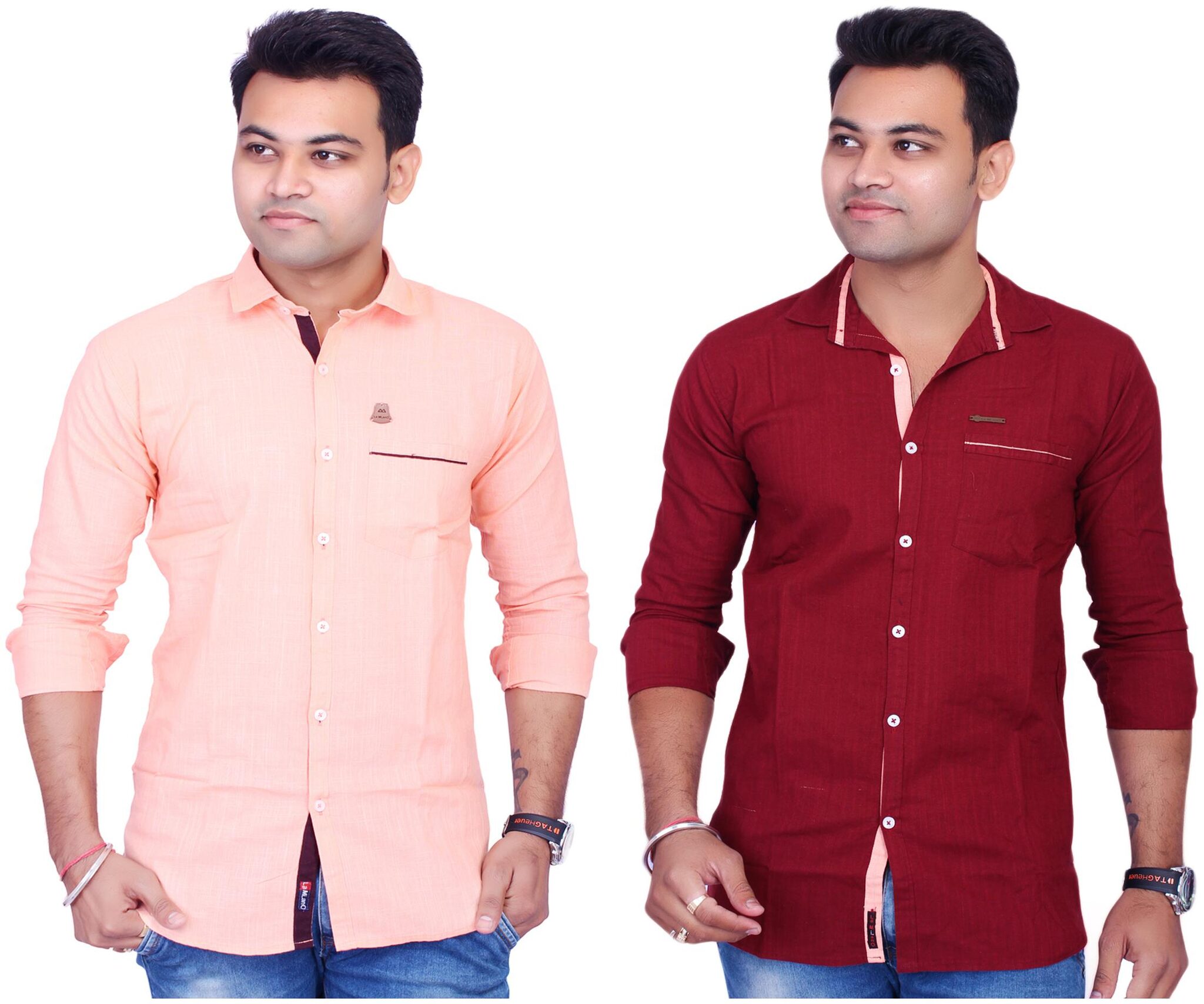 

La Milano Men Maroon Orange Solid Slim Fit Casual Shirt