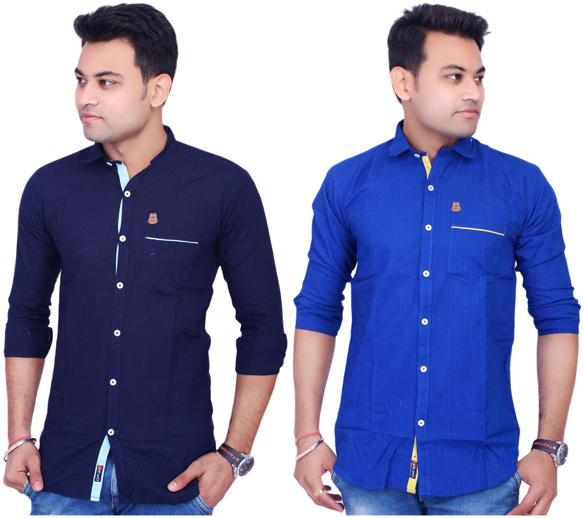 

La Milano Men Blue Solid Slim Fit Casual Shirt