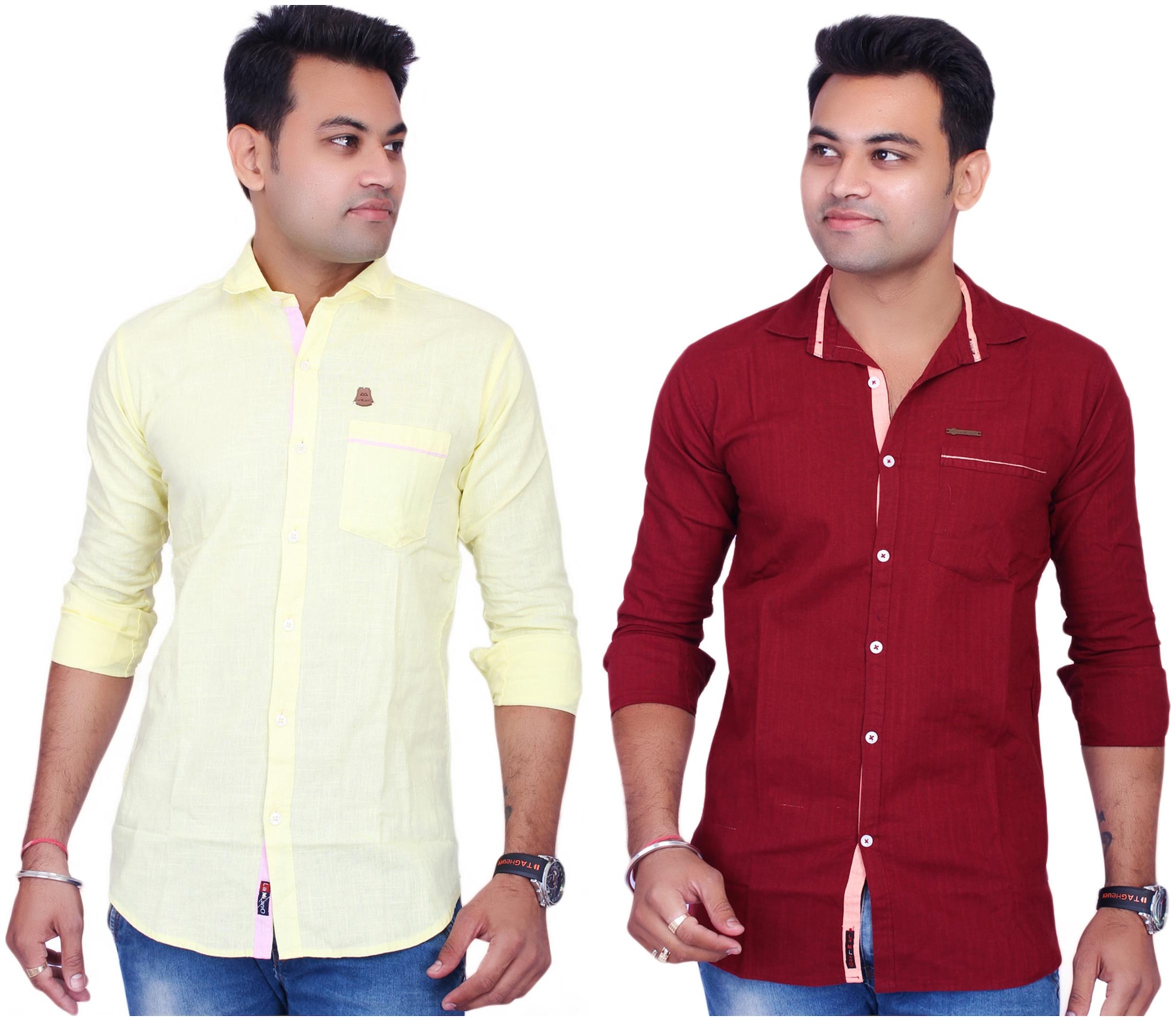 

La Milano Men Maroon Yellow Solid Slim Fit Casual Shirt