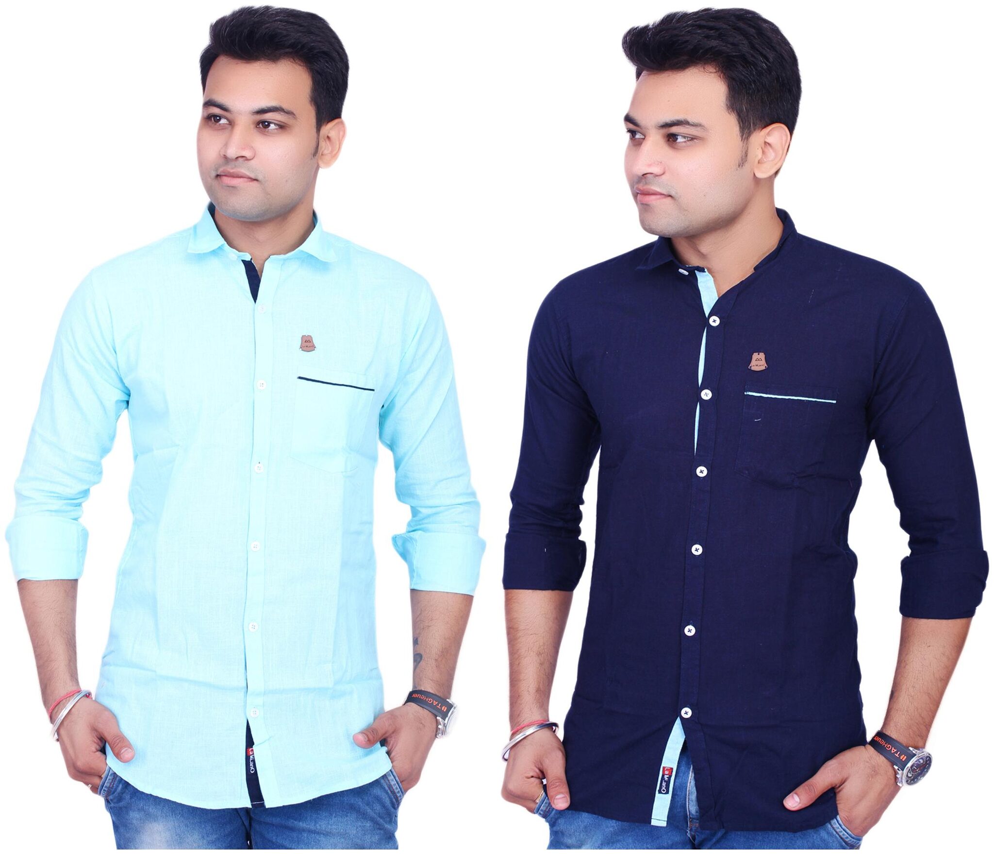 

La Milano Men Blue Solid Slim Fit Casual Shirt