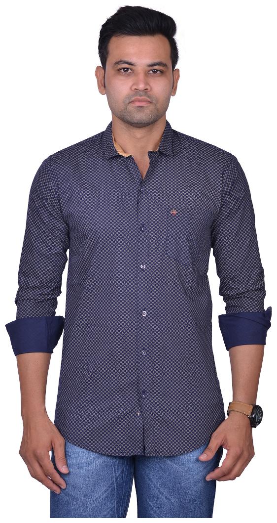 

La Milano Men Blue Printed Slim Fit Casual Shirt