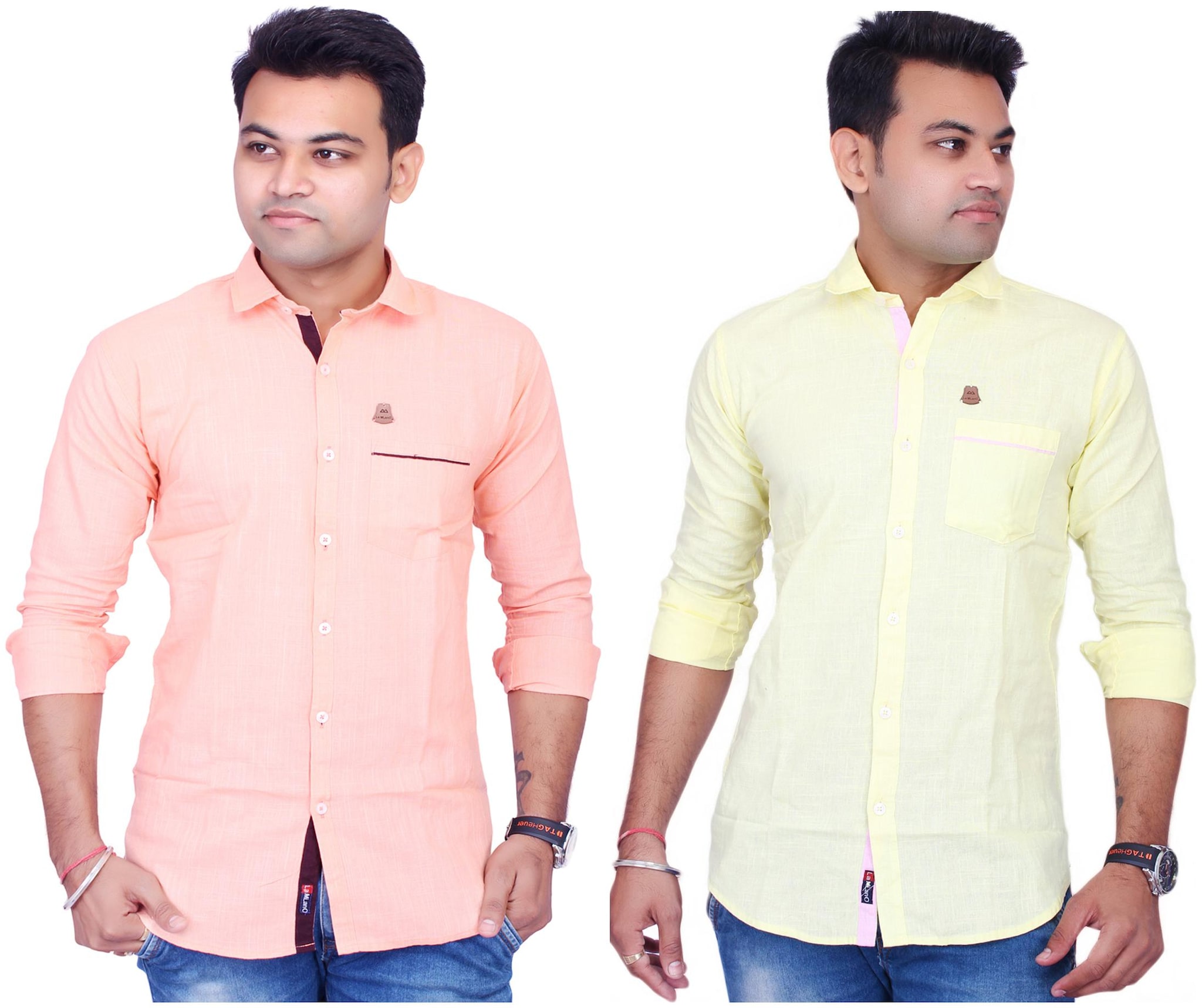 

La Milano Men Yellow Orange Solid Slim Fit Casual Shirt