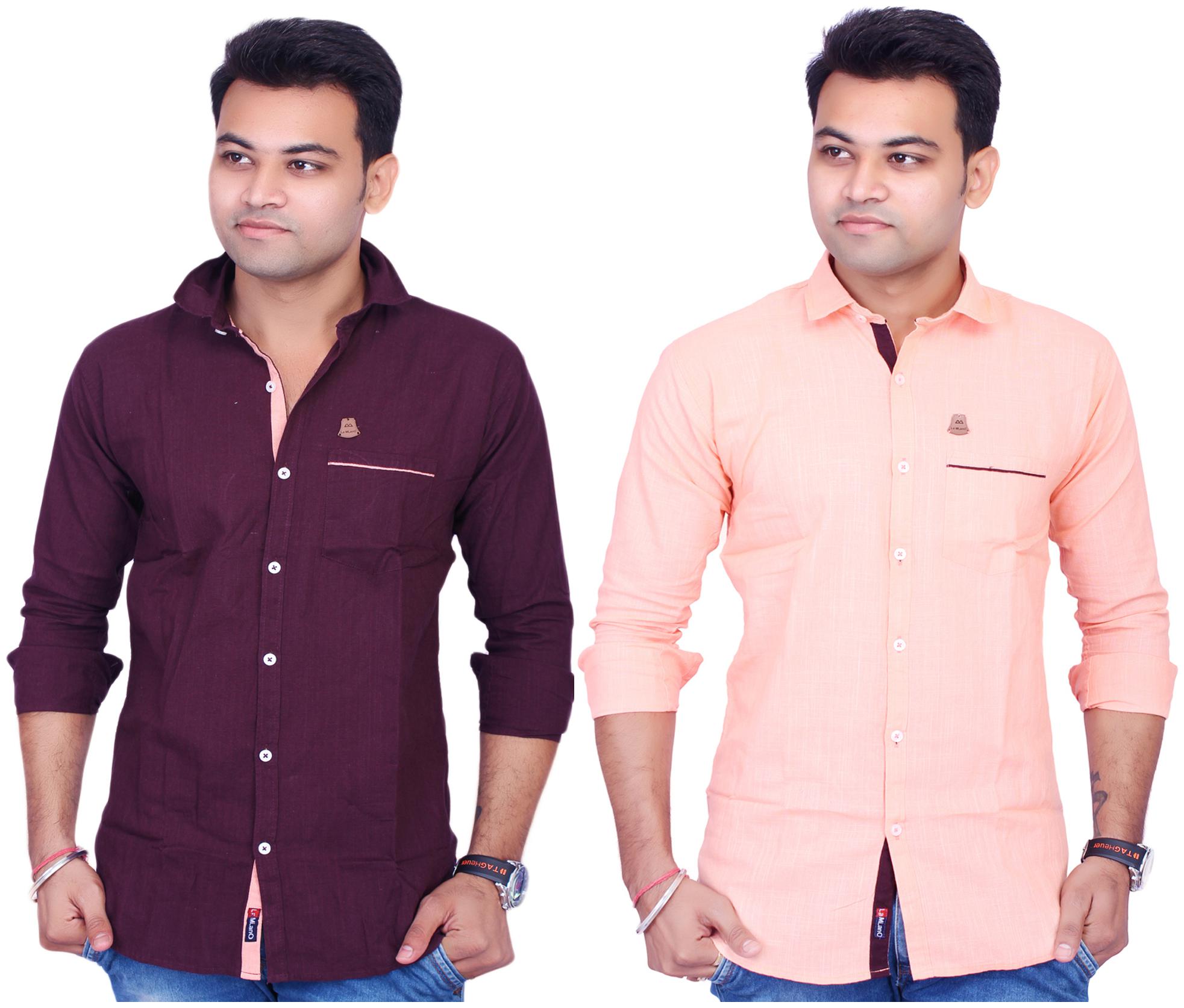 

La Milano Men Purple Pink Solid Slim Fit Casual Shirt
