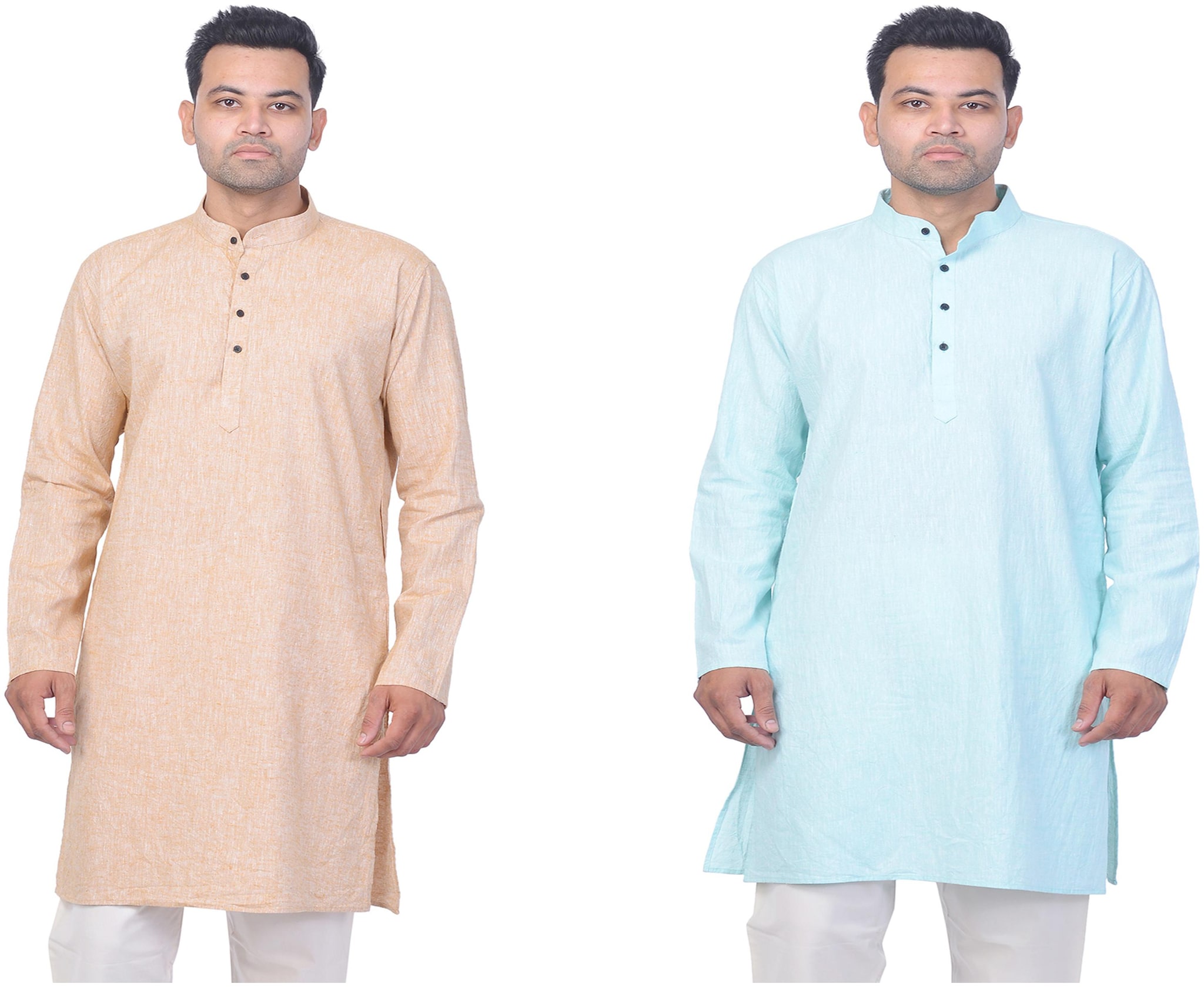 

La Milano Men Turquoise Beige Slim Fit Kurta