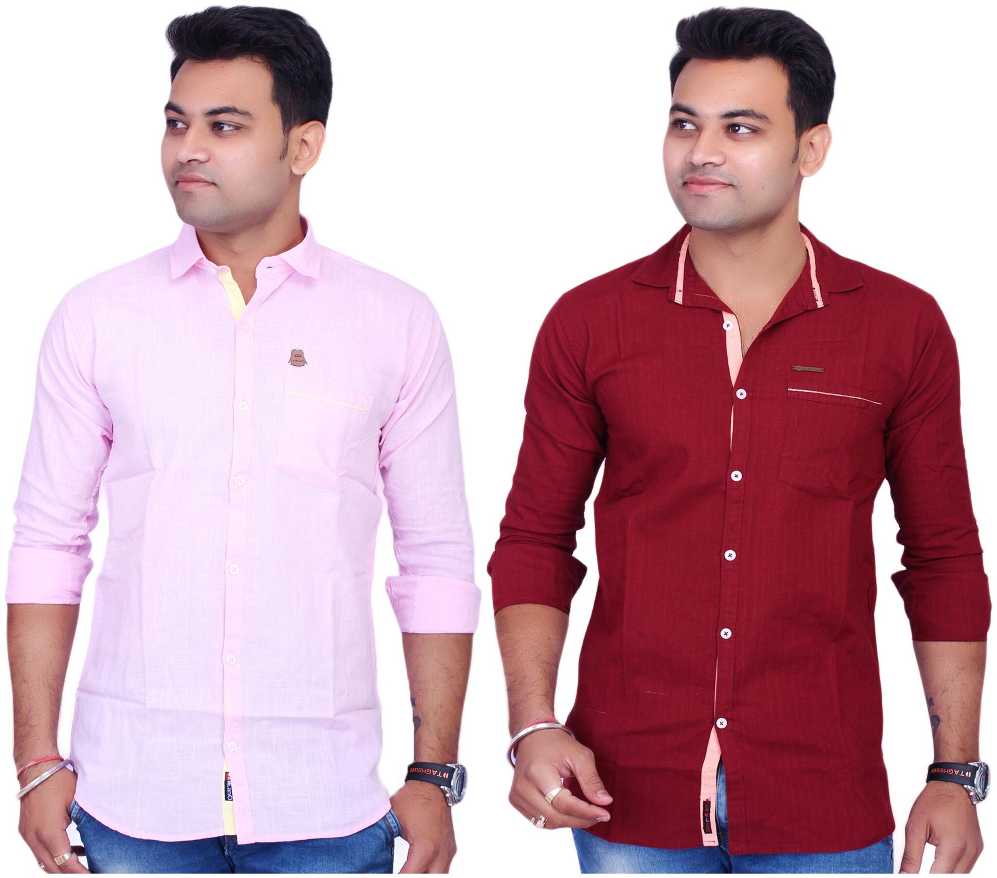 

La Milano Men Maroon Pink Solid Slim Fit Casual Shirt