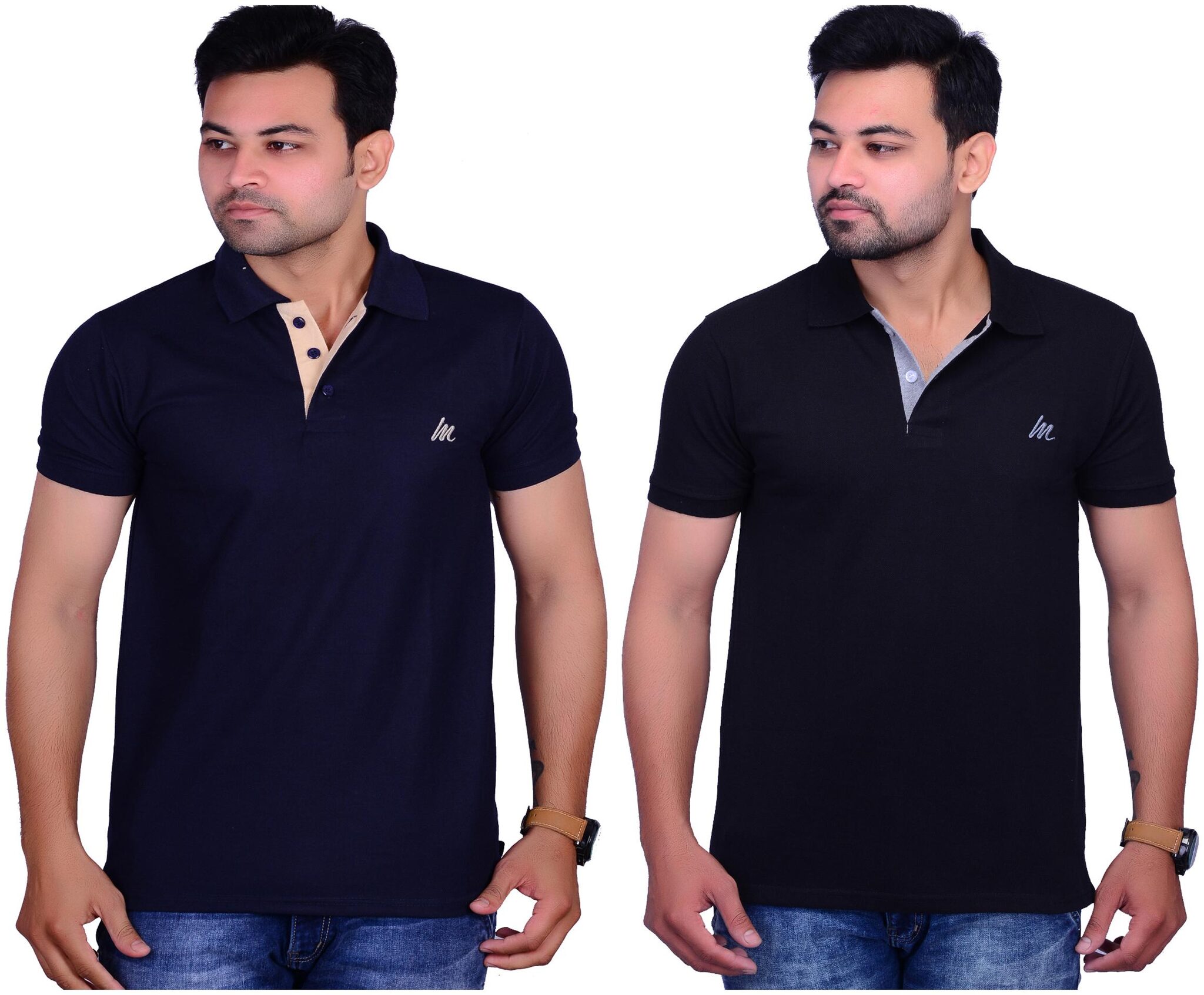 

La Milano Men Blue Slim fit Cotton Polo collar T-Shirt - Pack Of 2