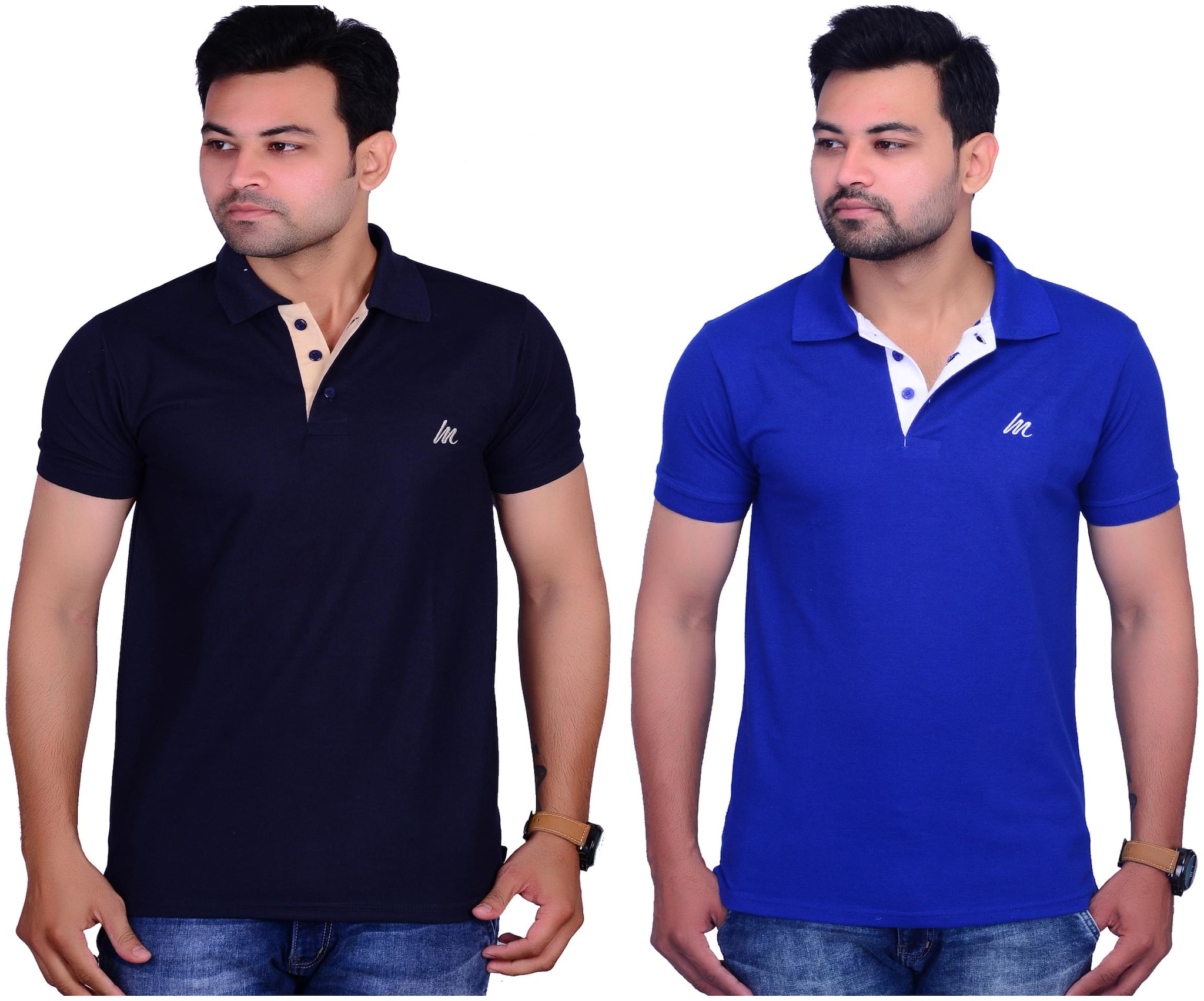 

La Milano Men Blue Slim fit Cotton Polo collar T-Shirt - Pack Of 2
