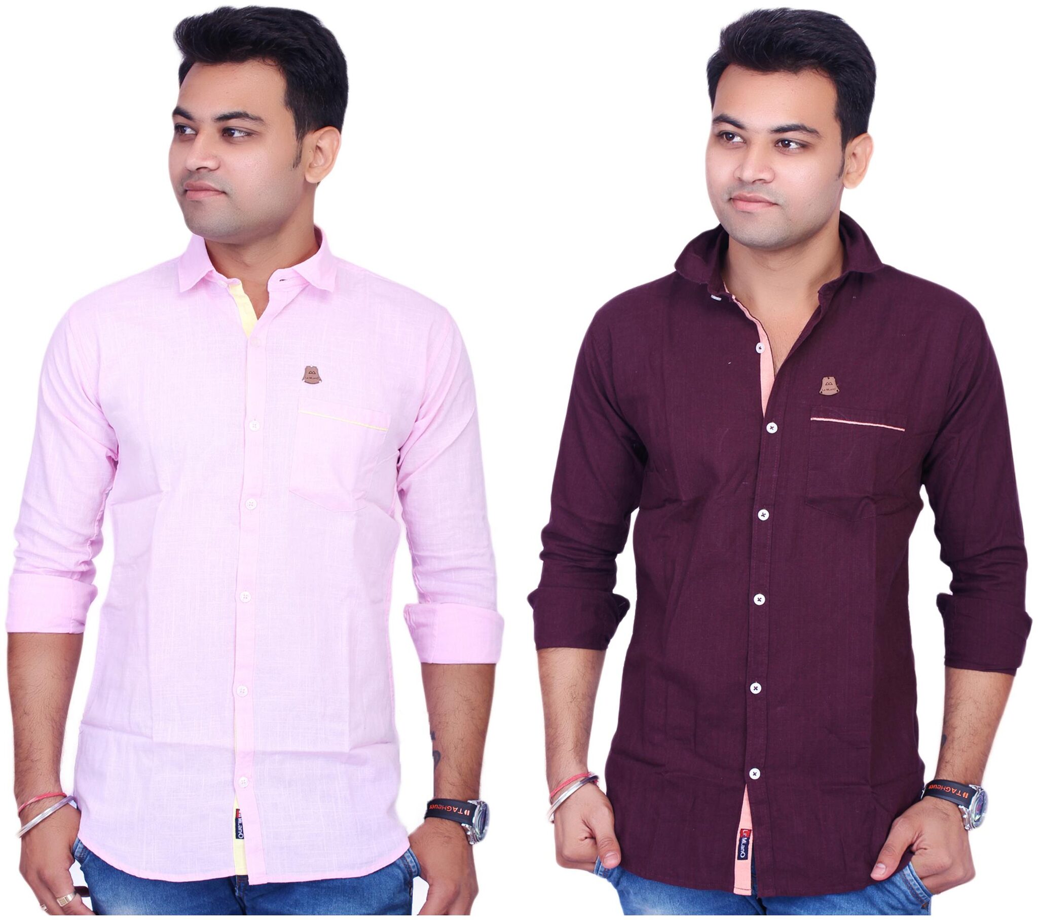 

La Milano Men Purple Pink Solid Slim Fit Casual Shirt