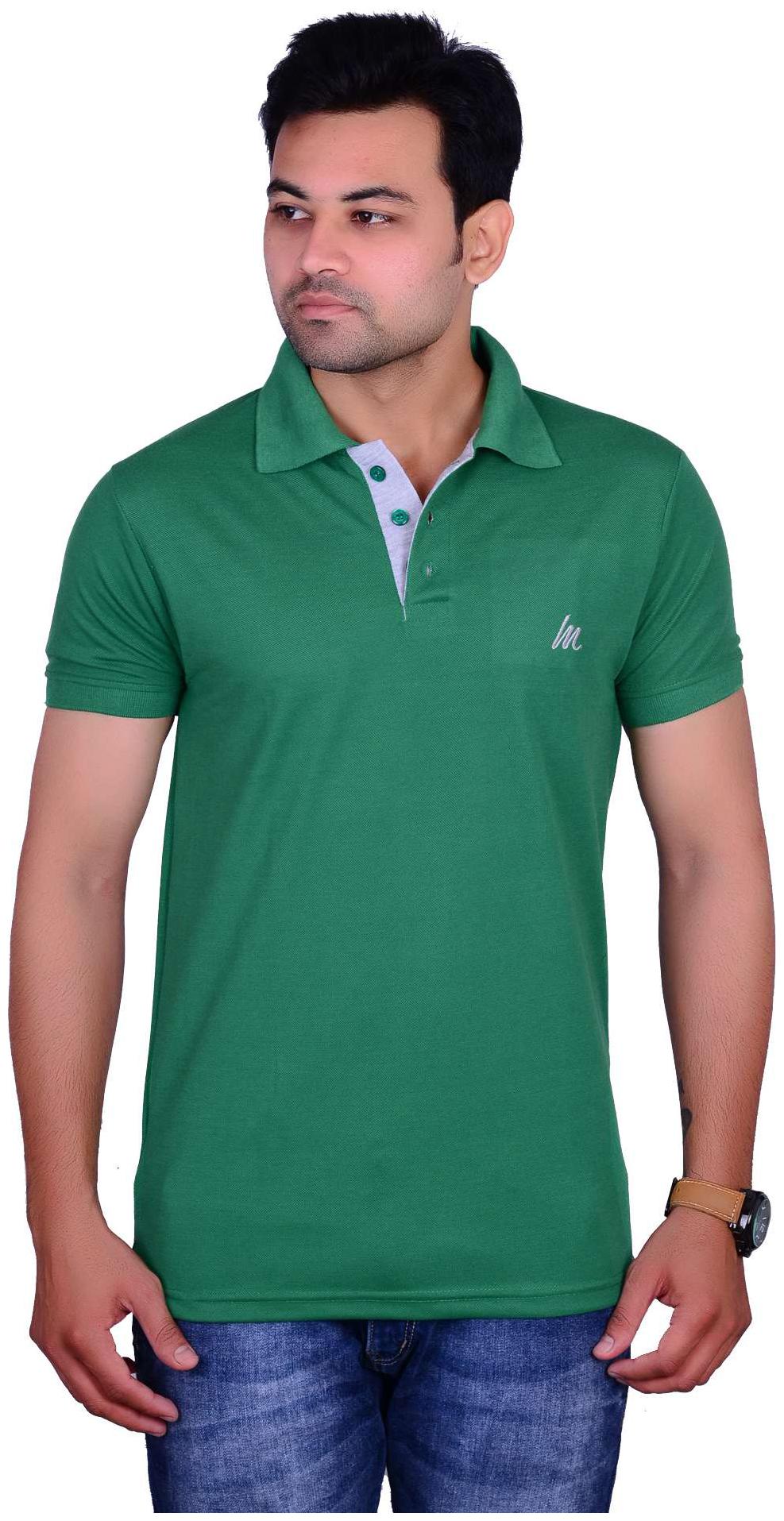 

La Milano Men Green Slim fit Cotton Polo collar T-Shirt - Pack Of 1