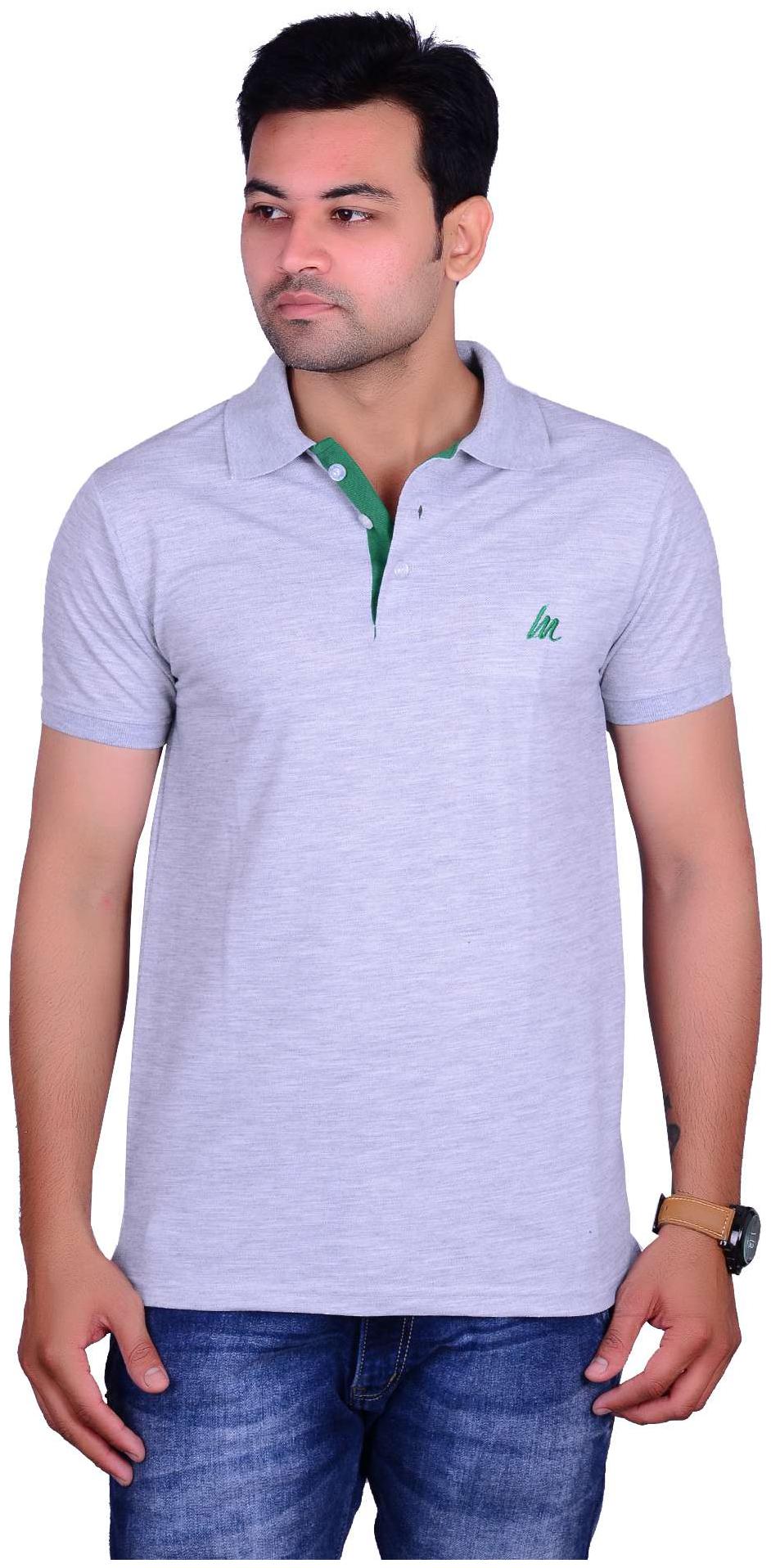 

La Milano Men Grey Slim fit Cotton Polo collar T-Shirt - Pack Of 1