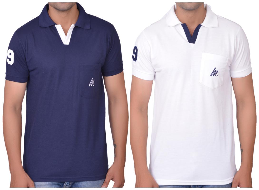

La Milano Men Blue Slim fit Cotton Polo collar T-Shirt - Pack Of 2