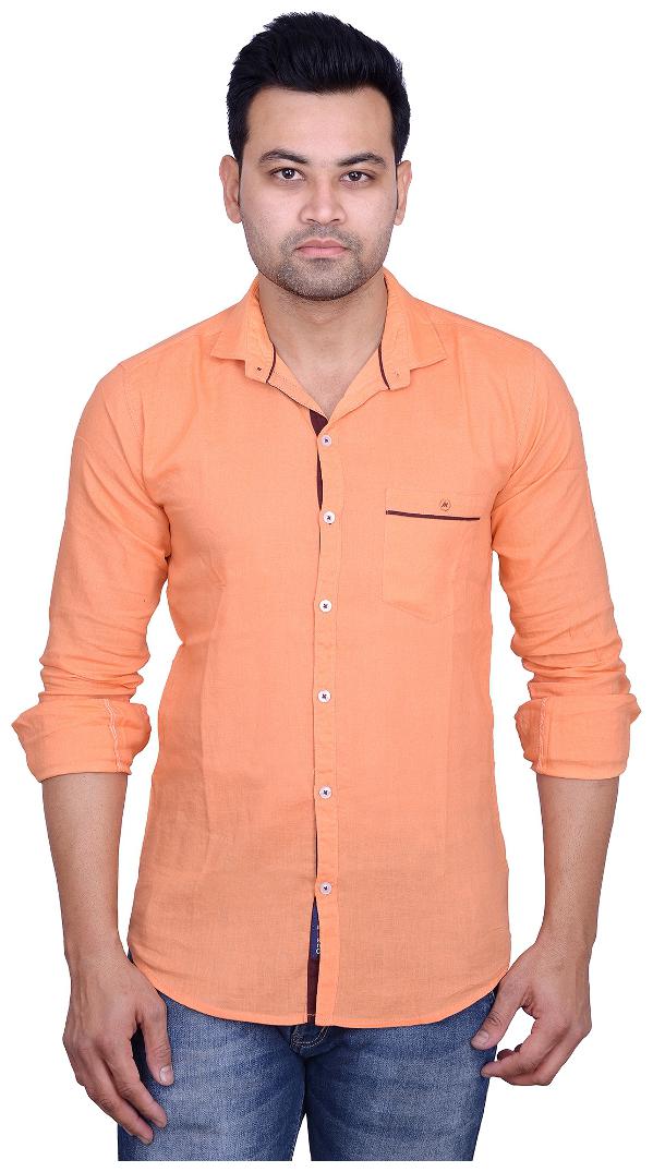 

La Milano Men Orange Solid Slim Fit Casual Shirt