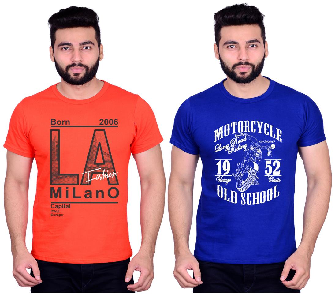 

La Milano Men Multi Slim fit Cotton Round neck T-Shirt - Pack Of 2