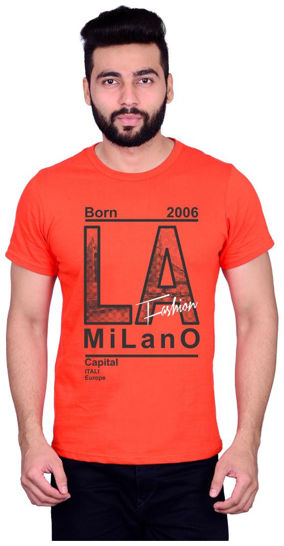 

La Milano Men Orange Slim fit Cotton Round neck T-Shirt - Pack Of 1