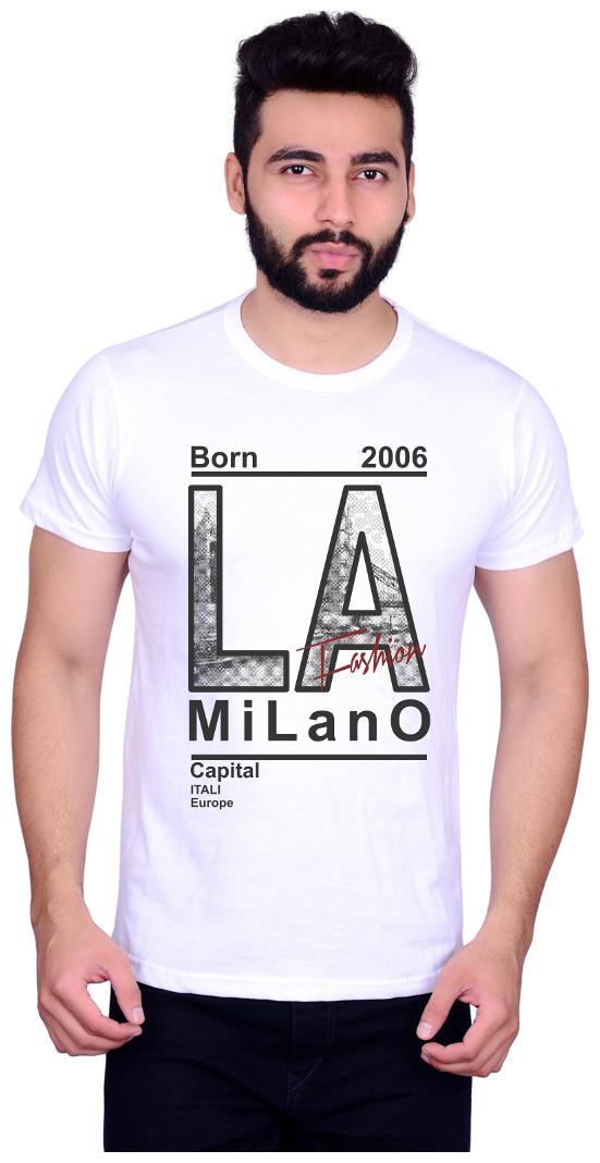 

La Milano Men White Slim fit Cotton Round neck T-Shirt - Pack Of 1
