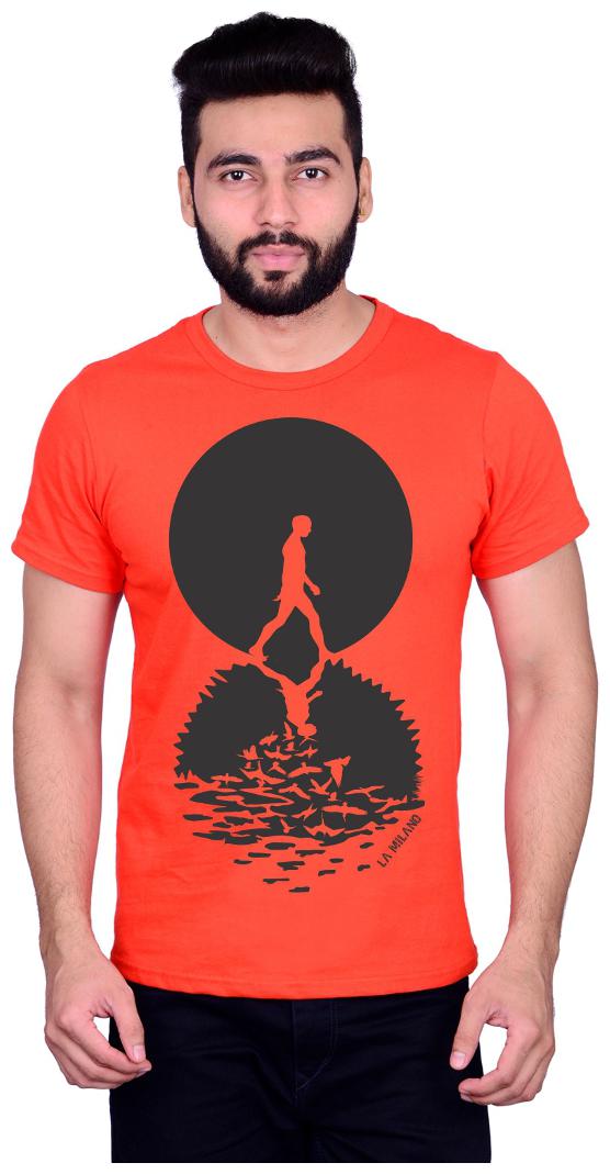 

La Milano Men Orange Slim fit Cotton Round neck T-Shirt - Pack Of 1