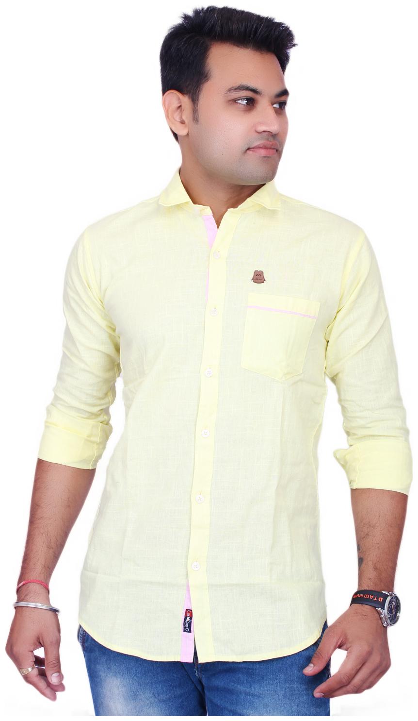 

La Milano Men Yellow Solid Slim Fit Casual Shirt