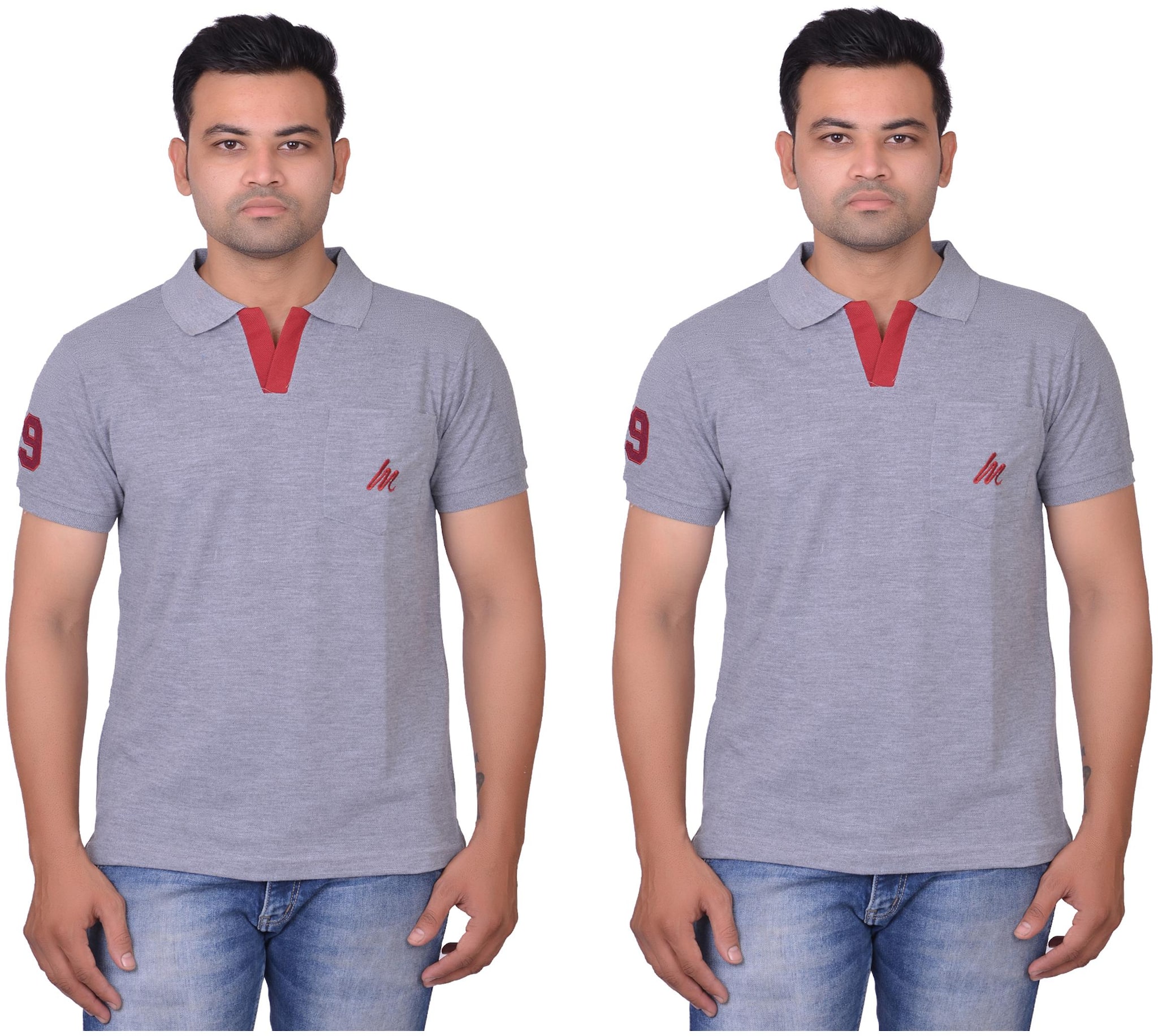 

La Milano Men Grey Slim fit Cotton Polo collar T-Shirt - Pack Of 2
