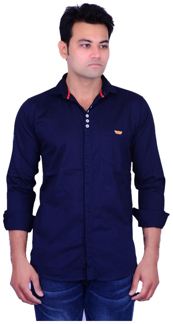

La Milano Men Blue Solid Slim Fit Casual Shirt