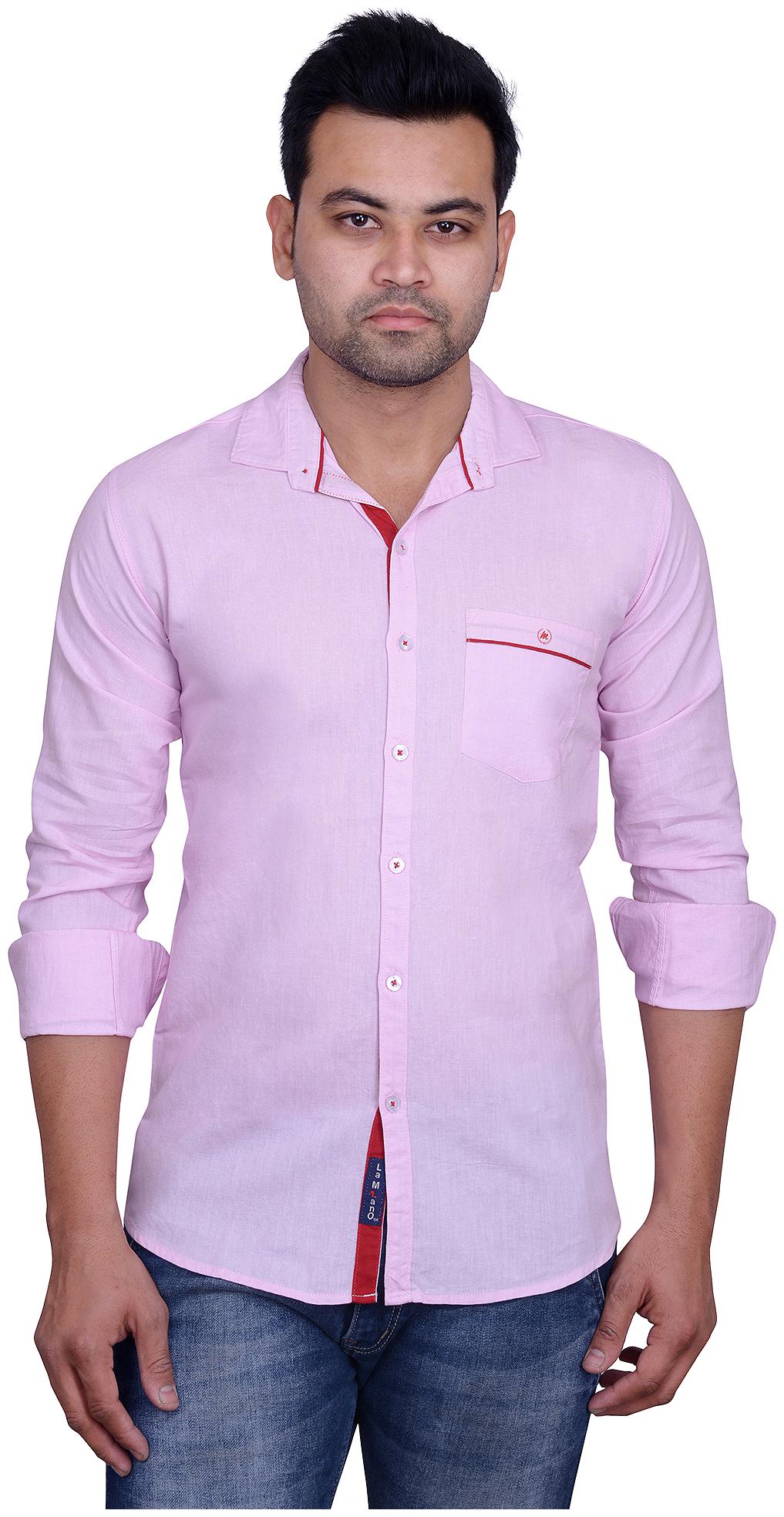 

La Milano Men Pink Solid Slim Fit Casual Shirt