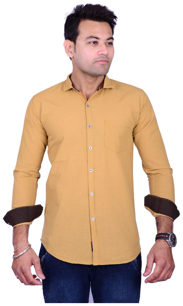 

La Milano Men Beige Solid Slim Fit Casual Shirt