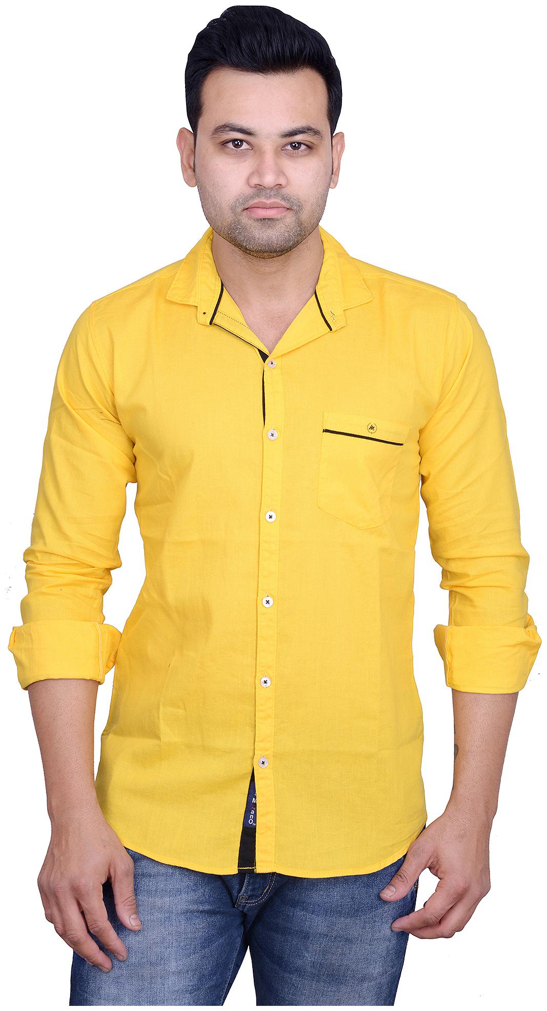 

La Milano Men Yellow Solid Slim Fit Casual Shirt