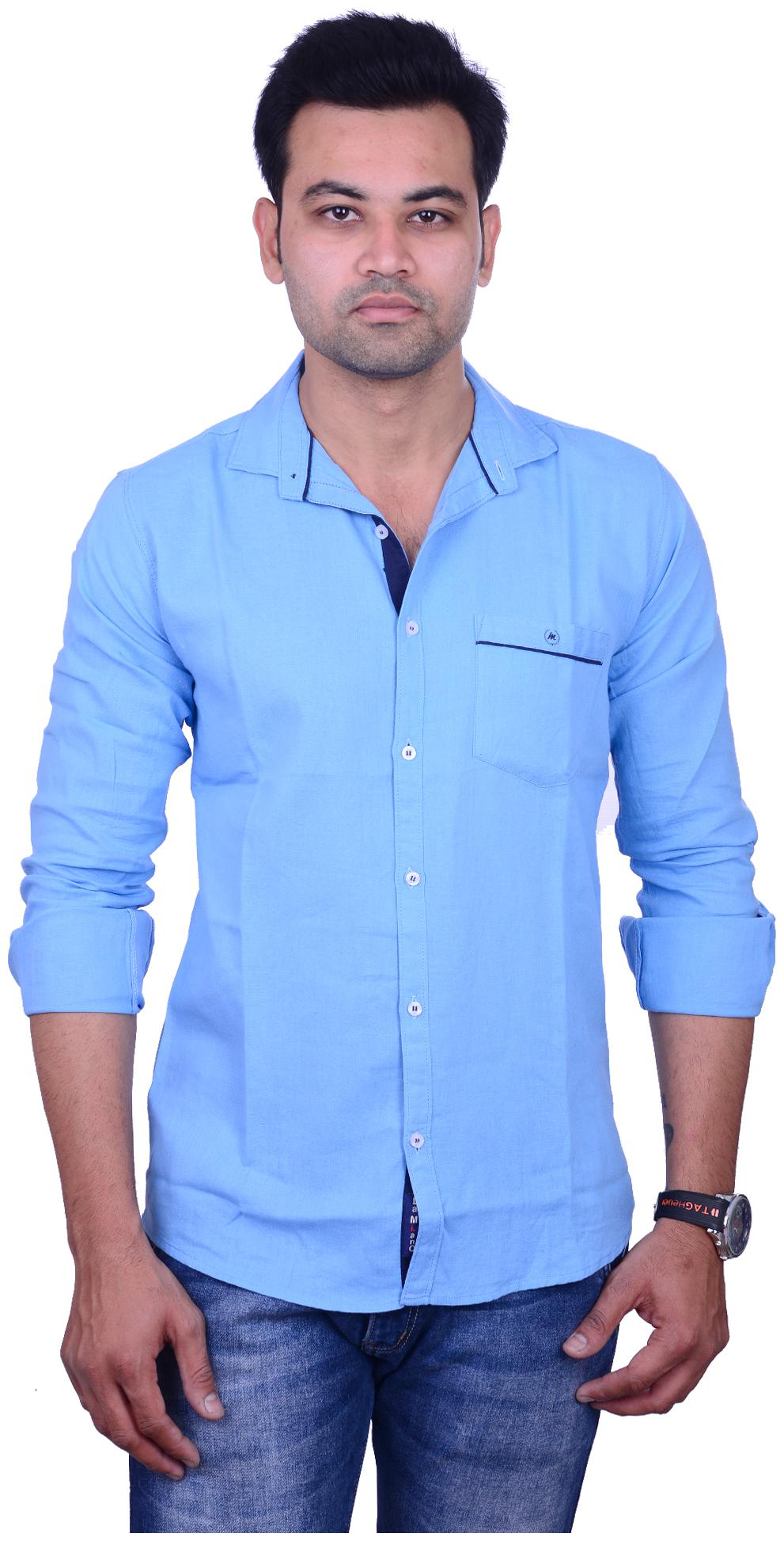 

La Milano Men Blue Solid Slim Fit Casual Shirt