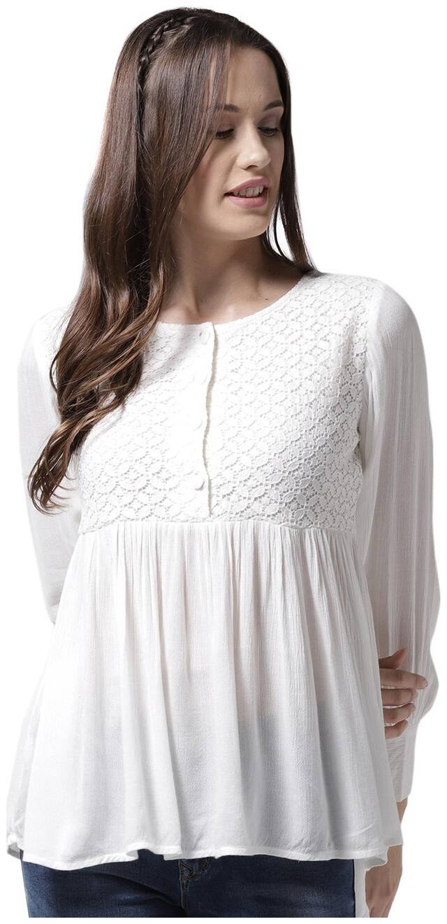 La Zoire Women Solid Regular top - White