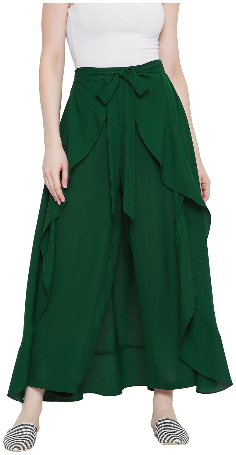 

La Zoire Green Solid Straight Palazzo