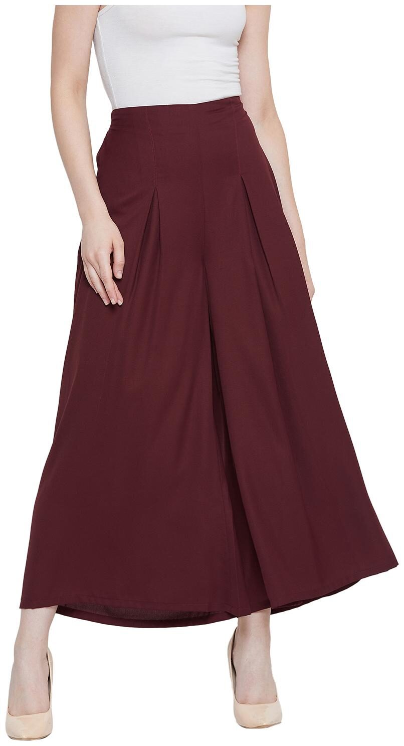 

La Zoire Maroon Solid Flared Palazzo