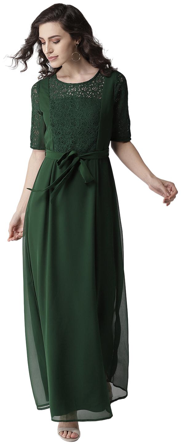 

La Zoire Green Solid Maxi dress