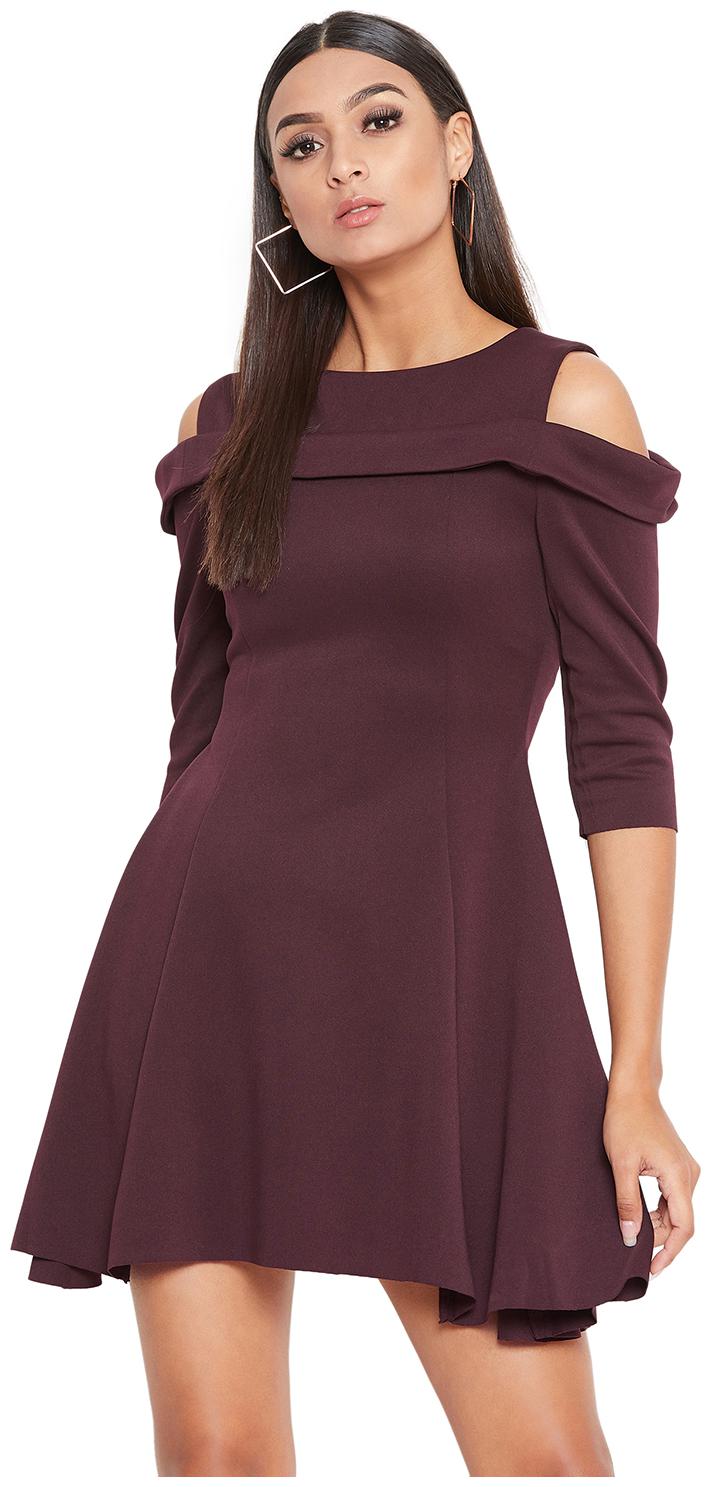 

La Zoire Purple Solid Fit flare dress