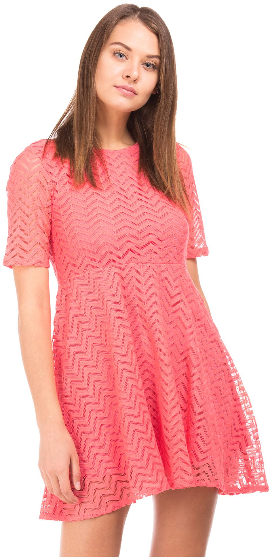 

Aeropostale Pink Self design Fit flare dress