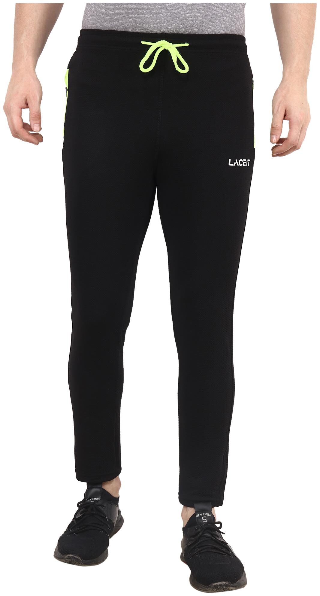 

LACE IT Men Black Solid Slim fit Track pants