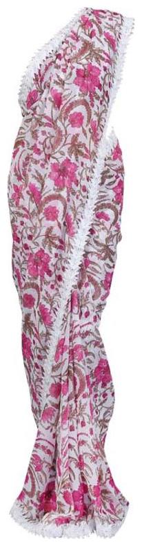 

Lacer Printed White Pink Georgette Saree SC897