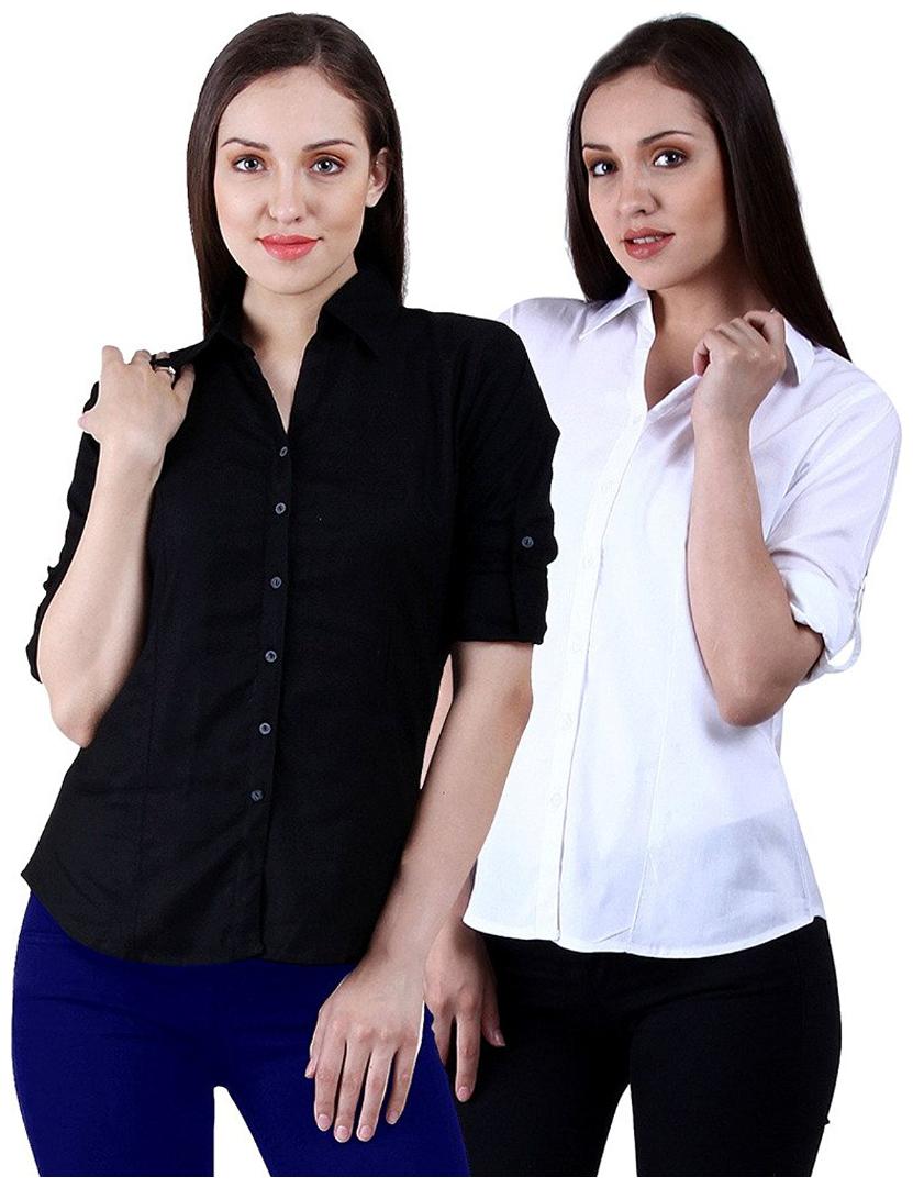 

SATPAL Women Black Solid Regular Fit Shirt