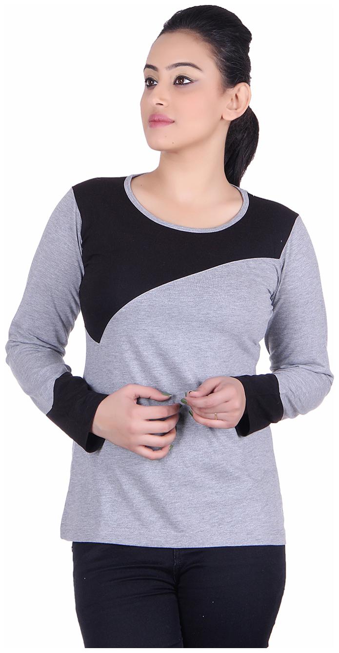

Vivid Bharti Women Grey Regular fit Round neck Cotton T shirt