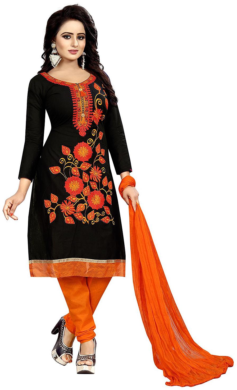 

LADY SHOPI Black Unstitched Kurta with bottom dupatta With dupatta Dress Material