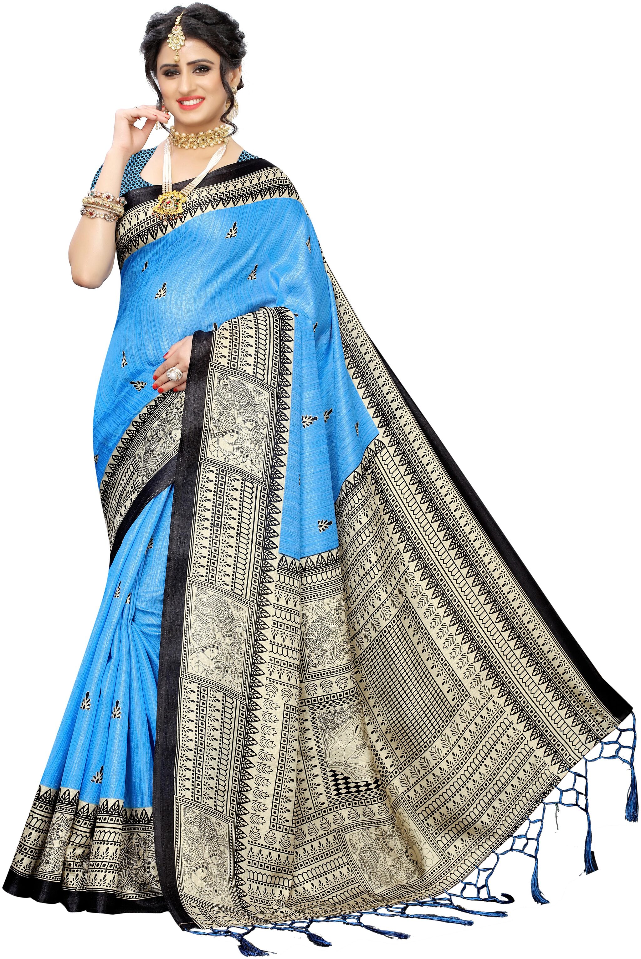 

LADY SHOPI Women Khadi Sarees Blue