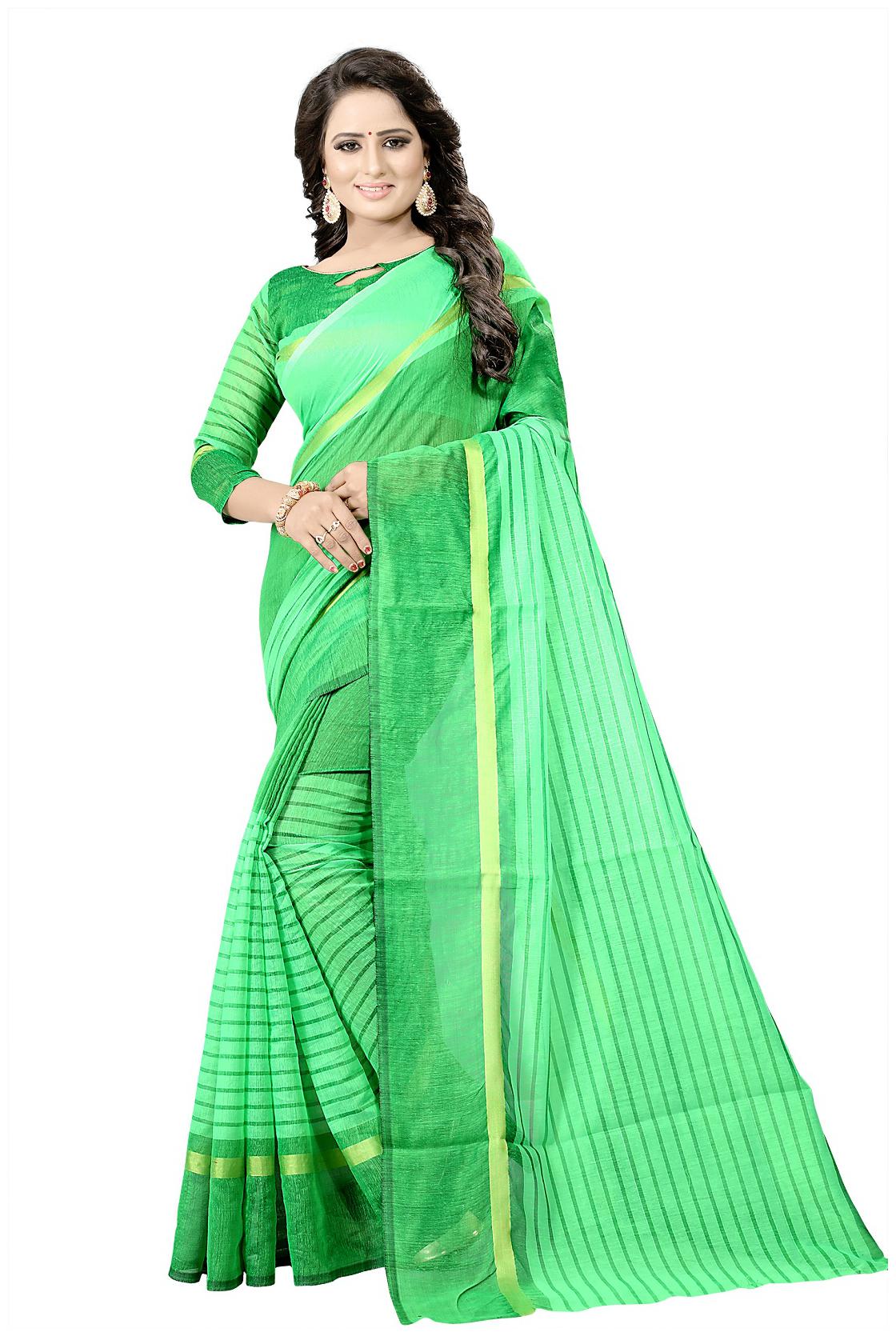

Lady Shopi Women Party Wear Regular Saree With Unstitched Blouse (Green)