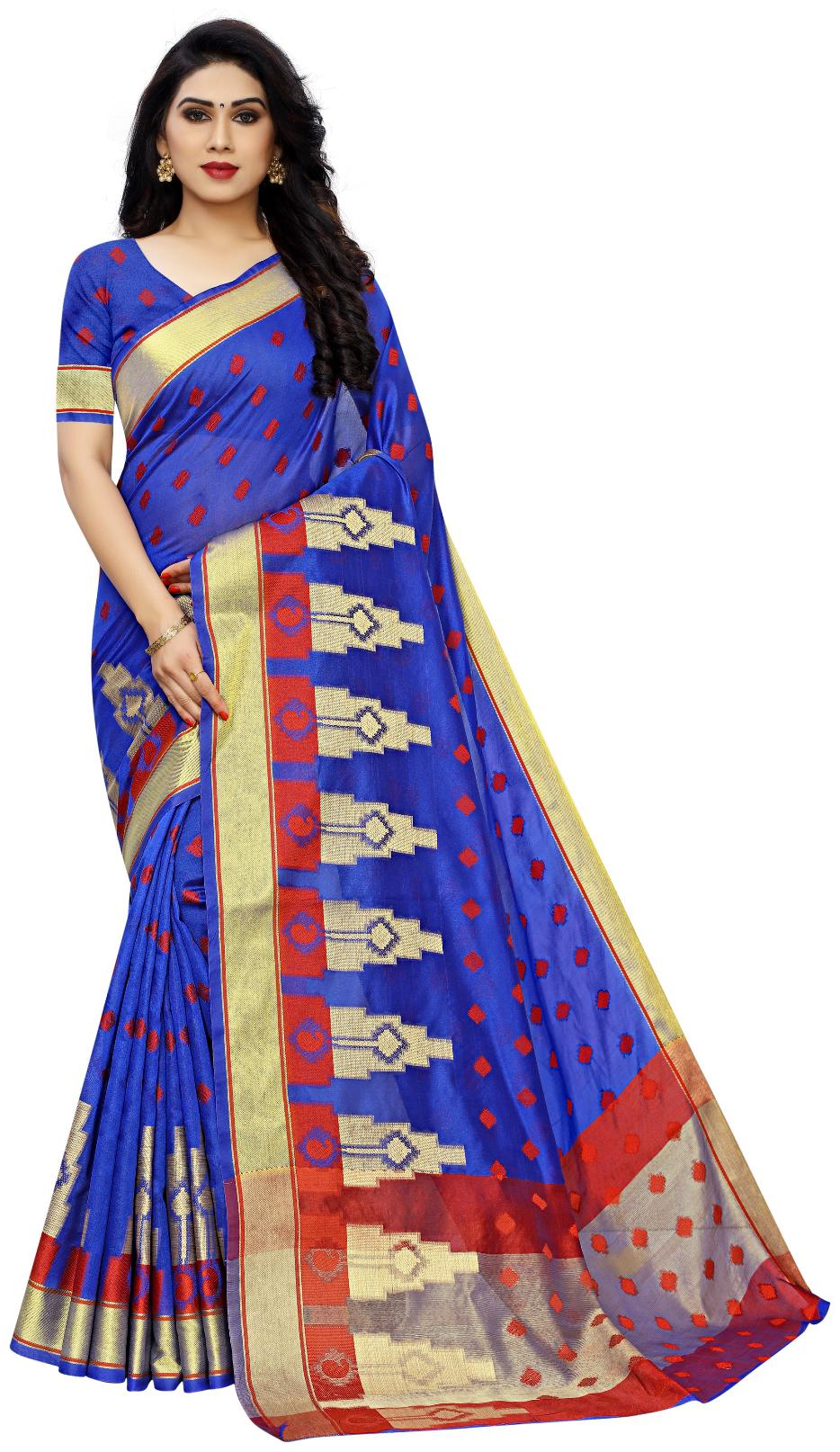 

Lady Shopi Women Party Wear Regular Saree With Unstitched Blouse (Blue)